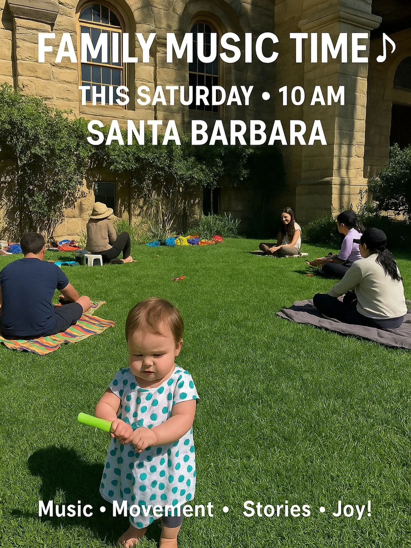 🌟 You&rsquo;re Invited! 🌟

Join us for our 1st Saturday All Together Family Time Music Class of the season!
📅 This Saturday, October 4
🕙 10:00&ndash;11:00 AM
📍 Kathy&rsquo;s Music &amp; Movement &ndash; Santa Barbara, 2300 Garden St

Music ~ Ins