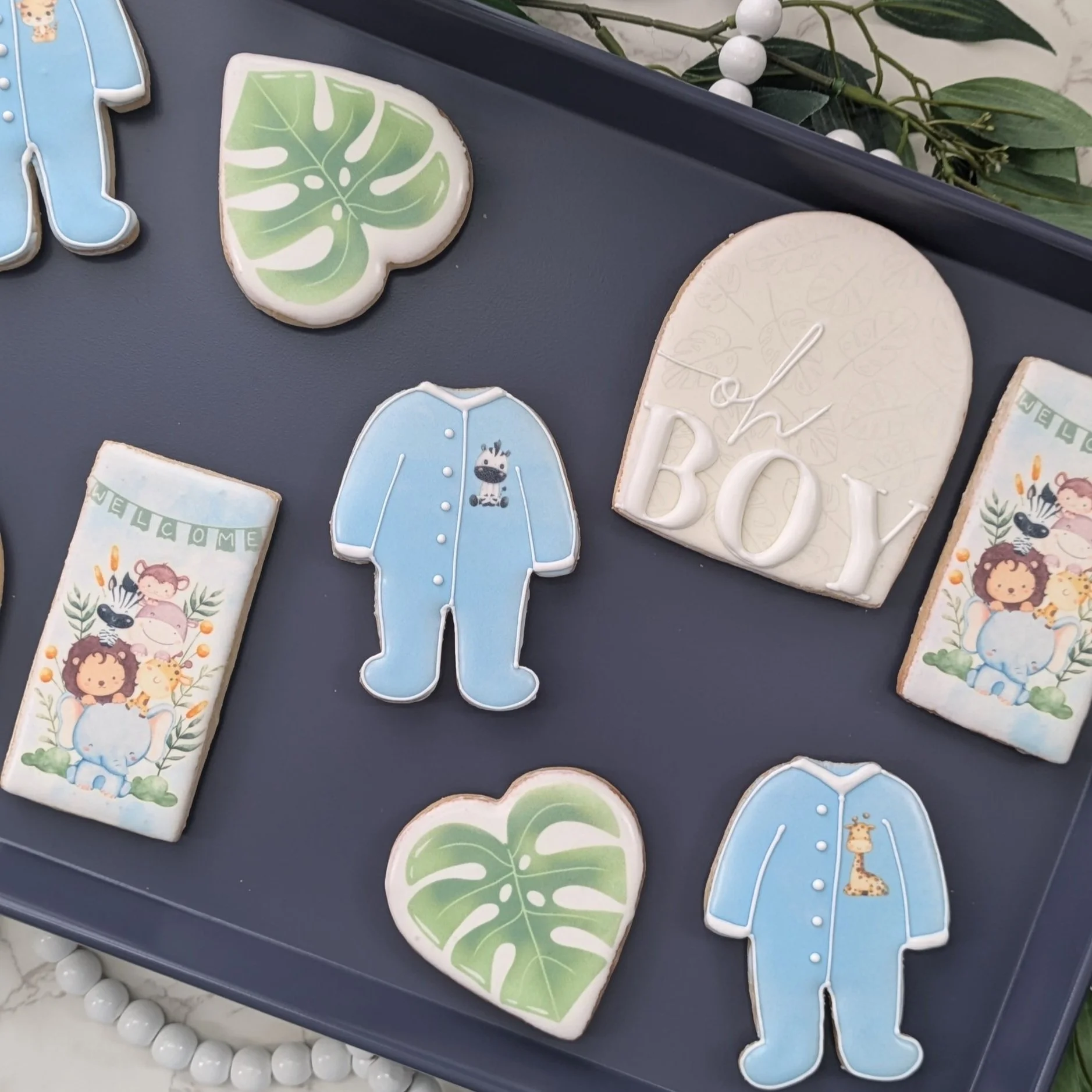 Jungle Themed Baby Shower Decorated Cookies