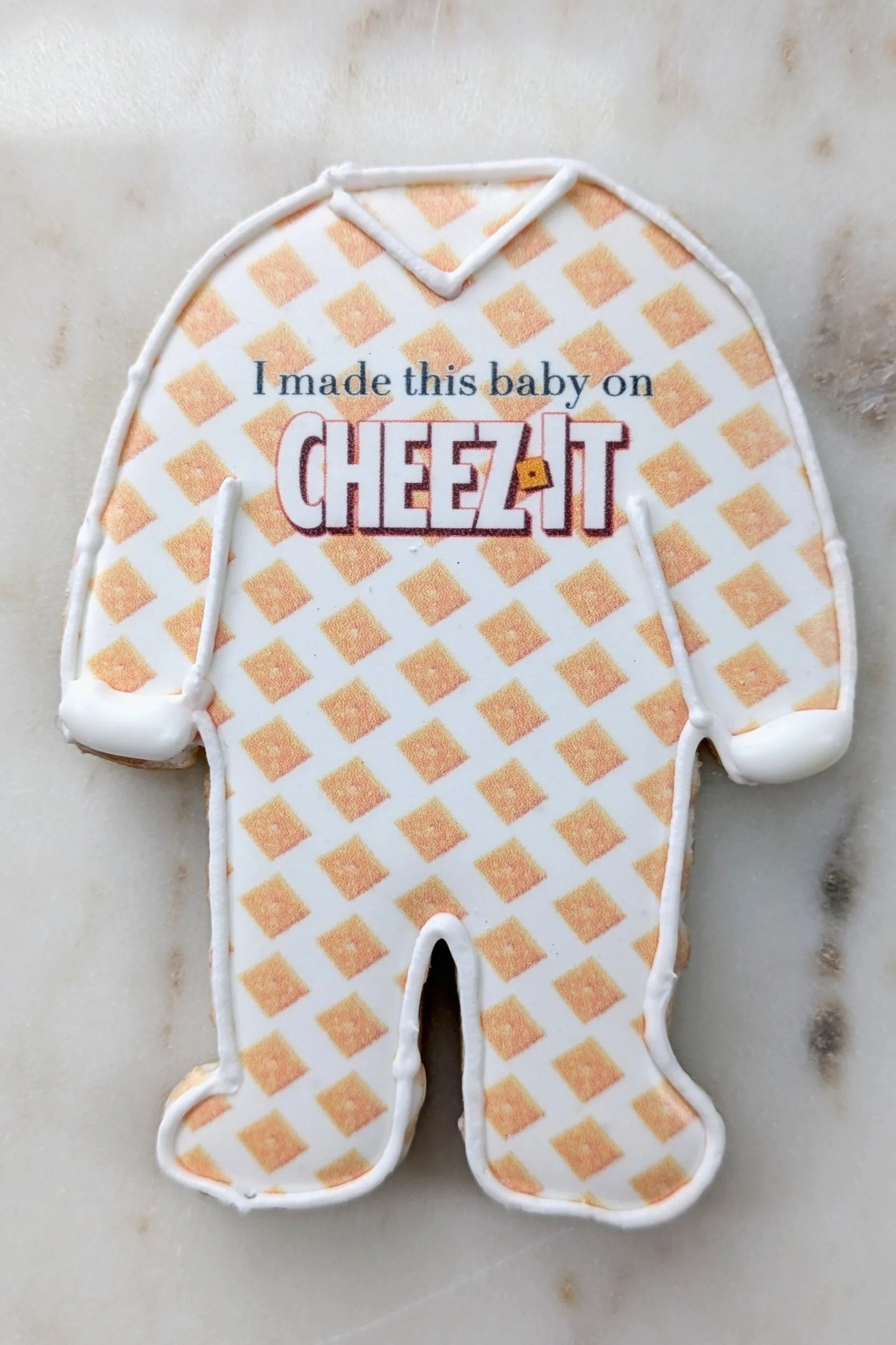 I made this baby on Cheez It printed cookie