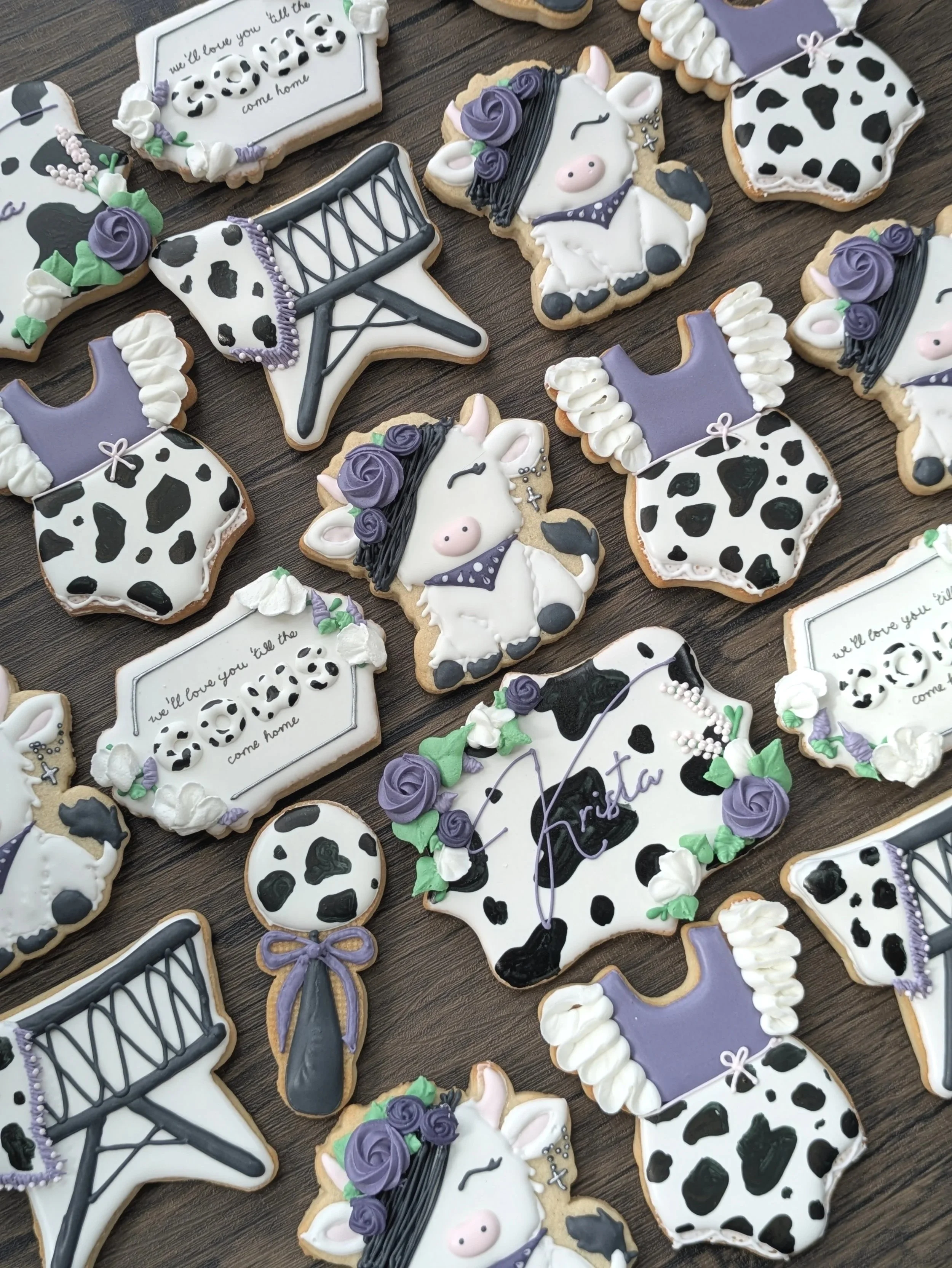 Emo Baby Cow Baby Shower Decorated Cookies