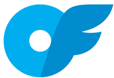 Twitter logo with a blue circle and a stylized bird's wing.