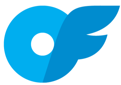 Blue circular logo with stylized "0F" design best known for OnlyFans Hottest Mature Model Elaina St James