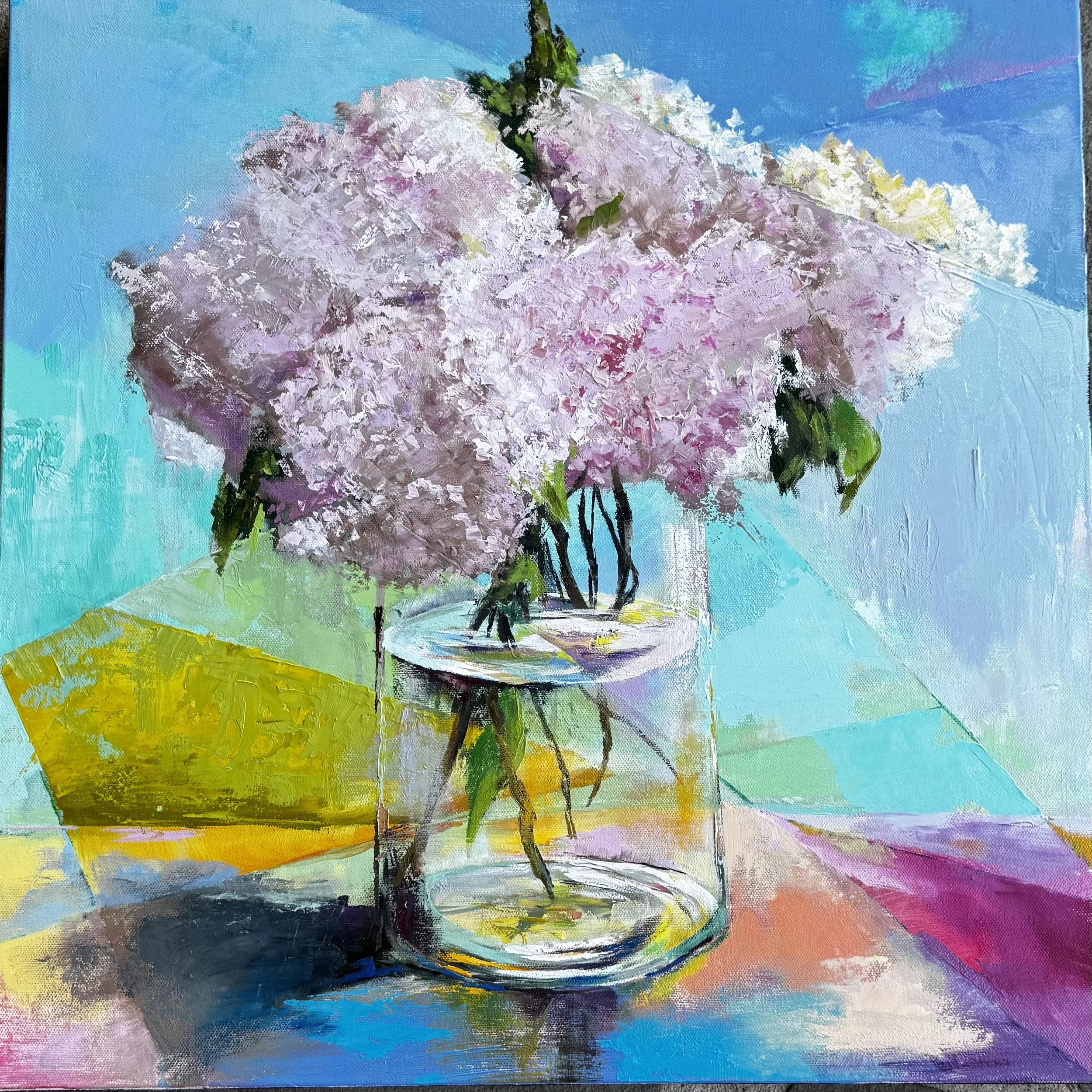 Hydrangea Geometry 
20x20
(Available, $600)