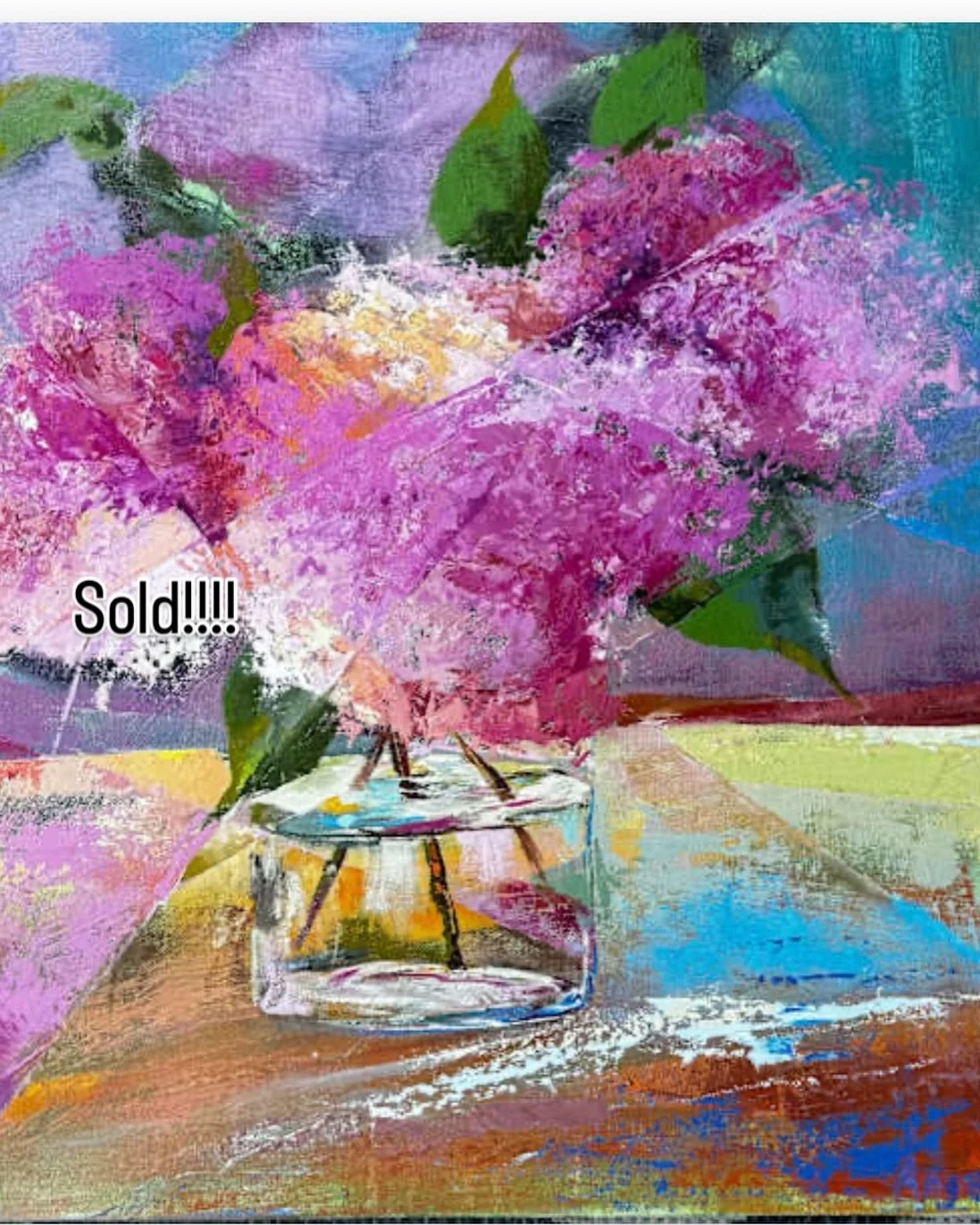 So happy to have sold &ldquo;Sunny Morning!&rdquo; @bluehandhome @studioworksclt @guildofcharlotteartists @wilmingtonartassociation #angelaart.net #floralaet #lovetopaint