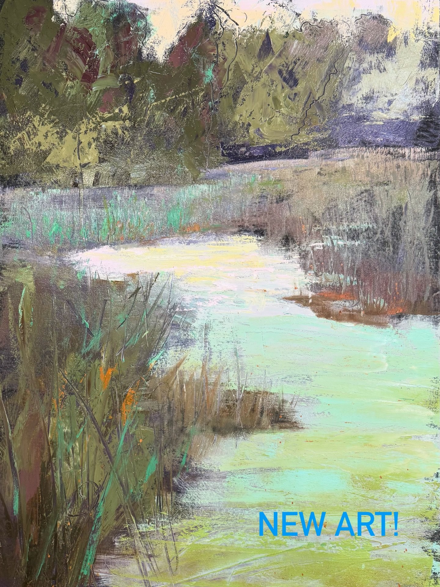 &ldquo;Where the Day Settles&rdquo; Oil 36x24 $1300 #angelaart.net @studioworksclt @guildofcharlotteartists @wilmingtonartassociation #lovetopaint #localartclt