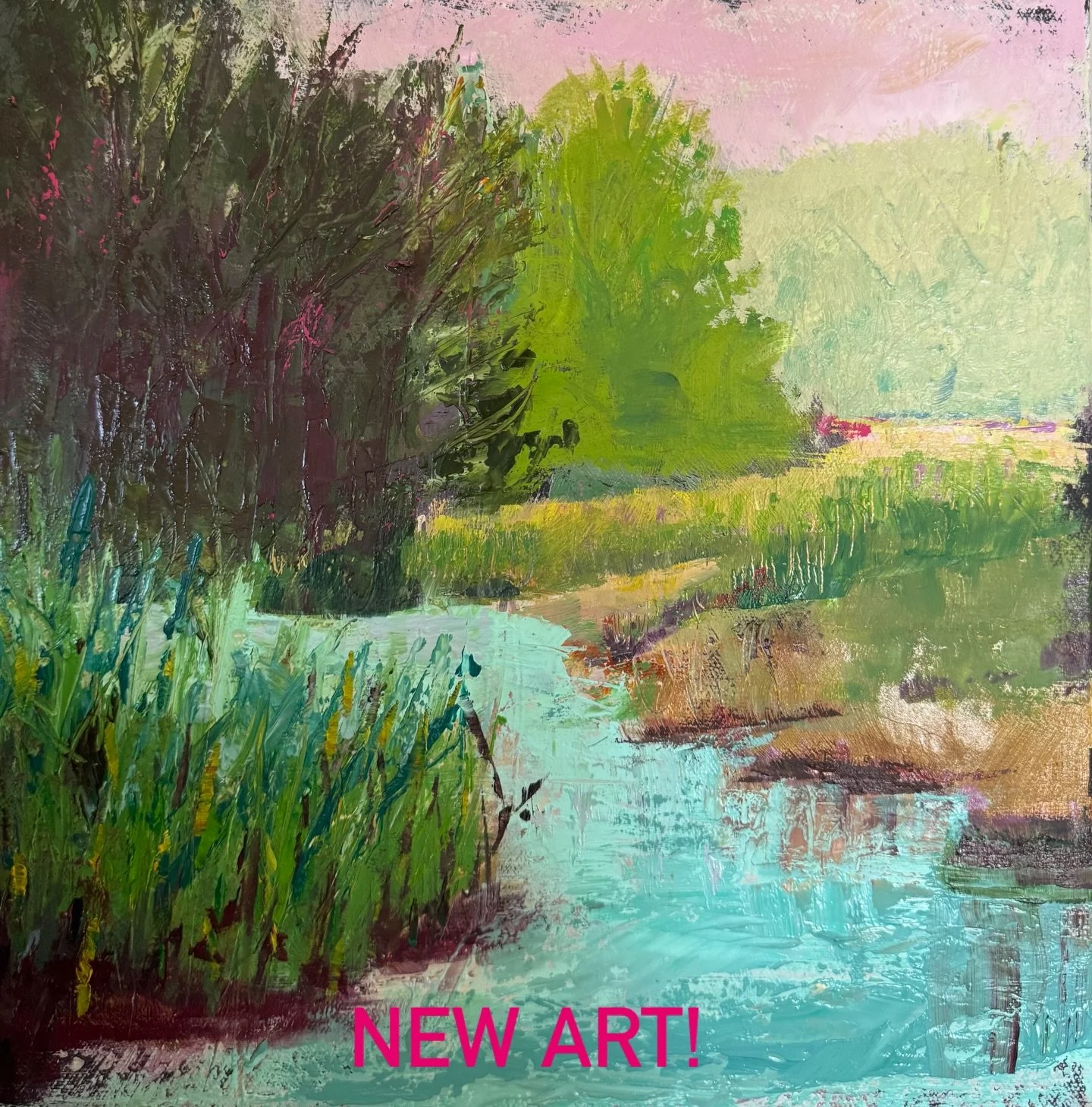 &ldquo;Gently Down the Stream&rdquo; oil on canvas 12x12 $300