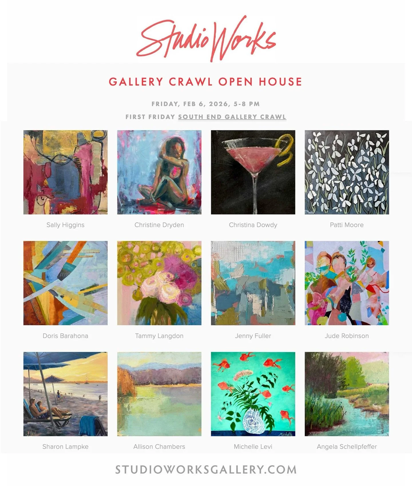 Get out of the house and join us Friday night! Check out some new art! @studioworksclt @guildofcharlotteartists #angelaart.net #localartclt