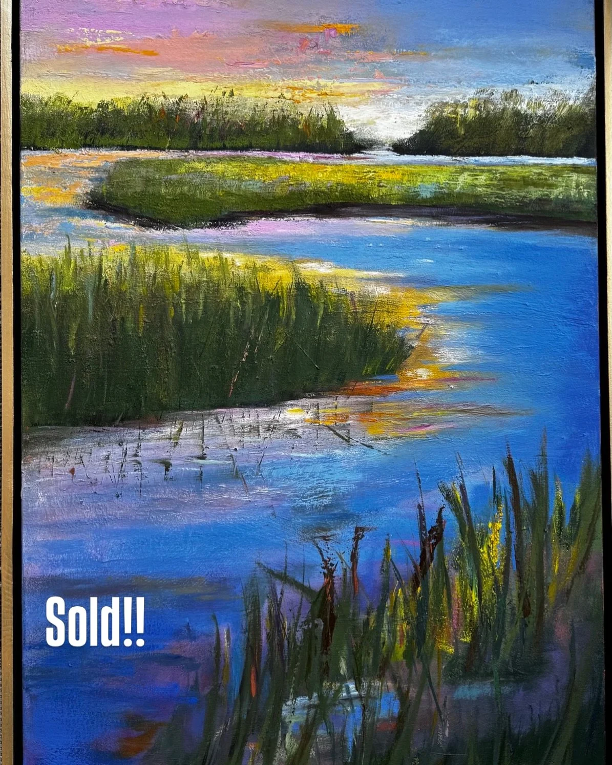 Installed in a coastal retreat! #angelaart.net. Sold @bluehandhome @guildofcharlotteartists @wilmingtonartassociation #coastallandscape