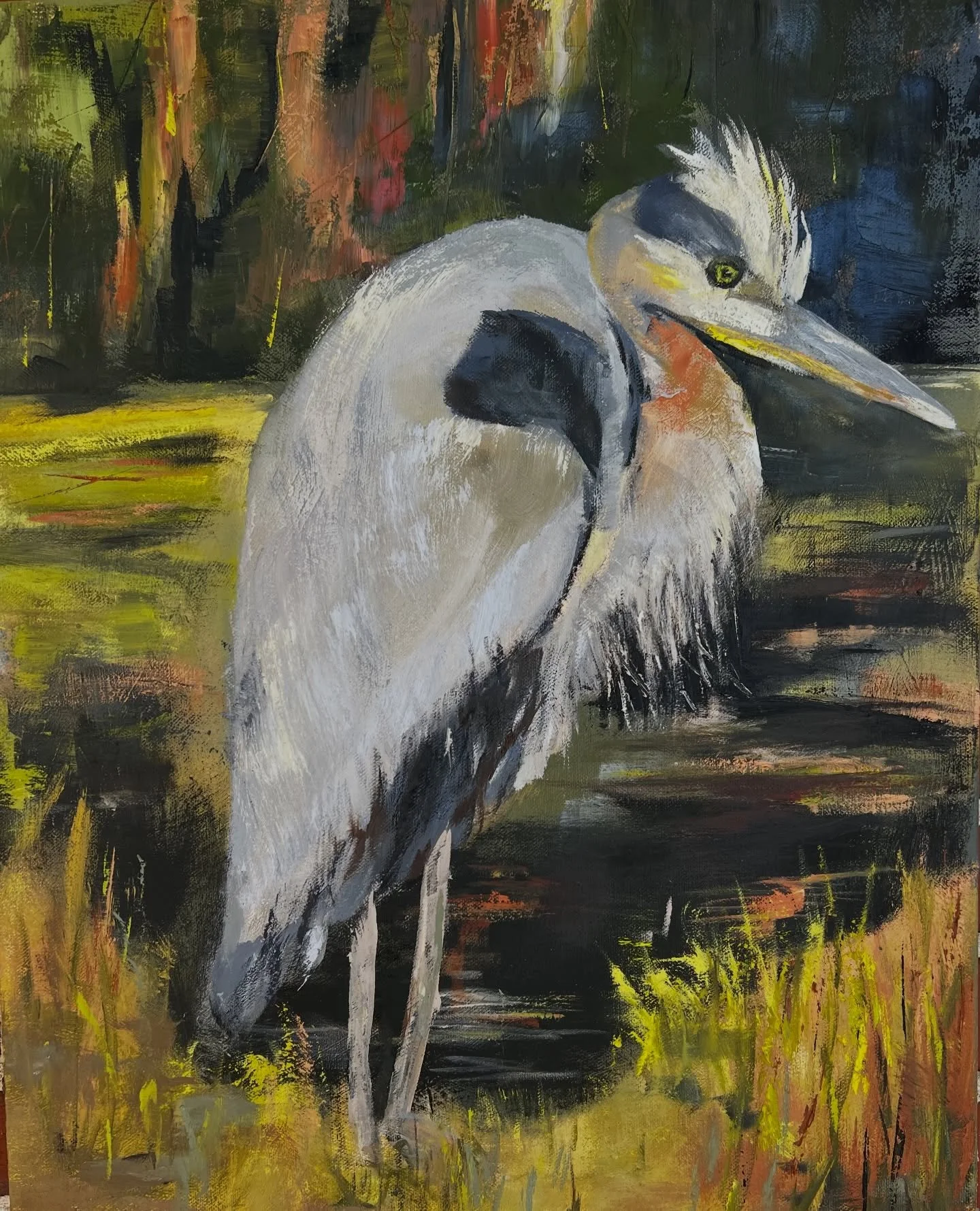 These two birdies have found their forever home! Sold! At Marsh On The May in Bluffton, South Carolina @marshonthemay #angelaart.net @guildofcharlotteartists @studioworksclt #lovetopaint @wilmingtonartassociation