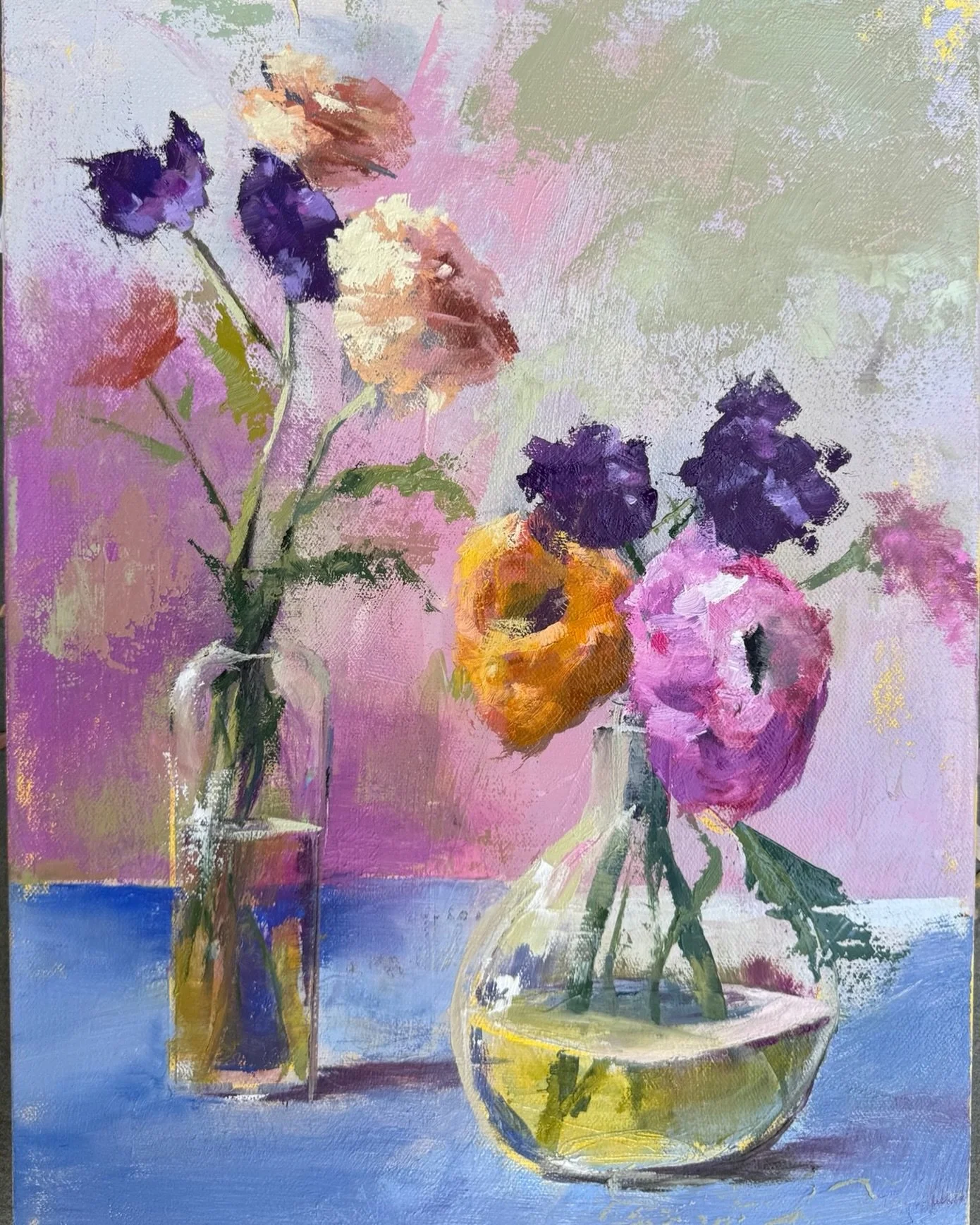 Vessels of Spring. Oil on canvas. #angelaart.net @guildofcharlotteartists @wilmingtonartassociation #floralart @studioworksclt