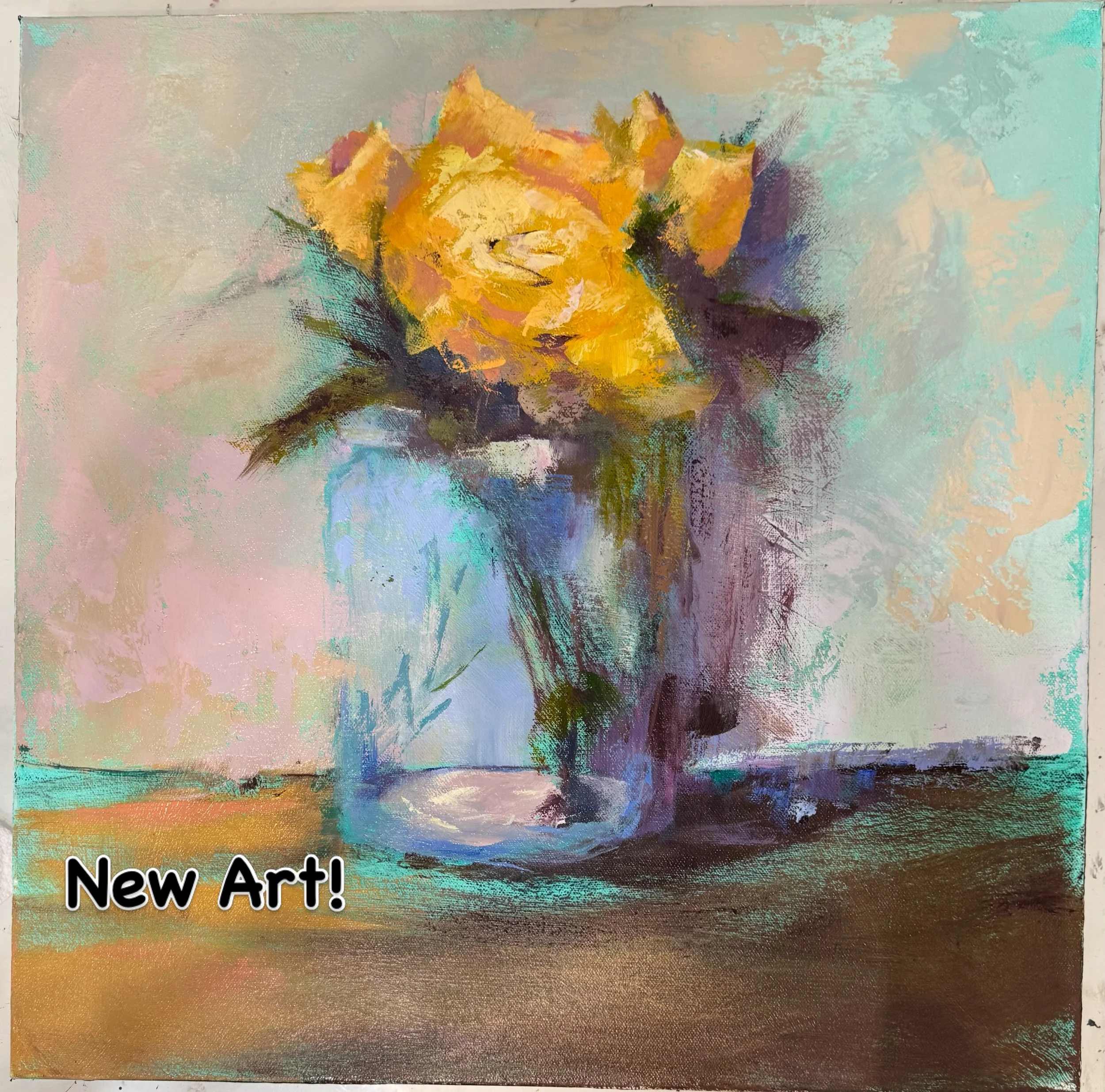 Just finished this piece "Hazy Flower" and it reminds me of blooming springtime! #angelaart.net @guildofcharlotteartists @wilmingtonartassociation @studioworksclt #floralart #yellowflower