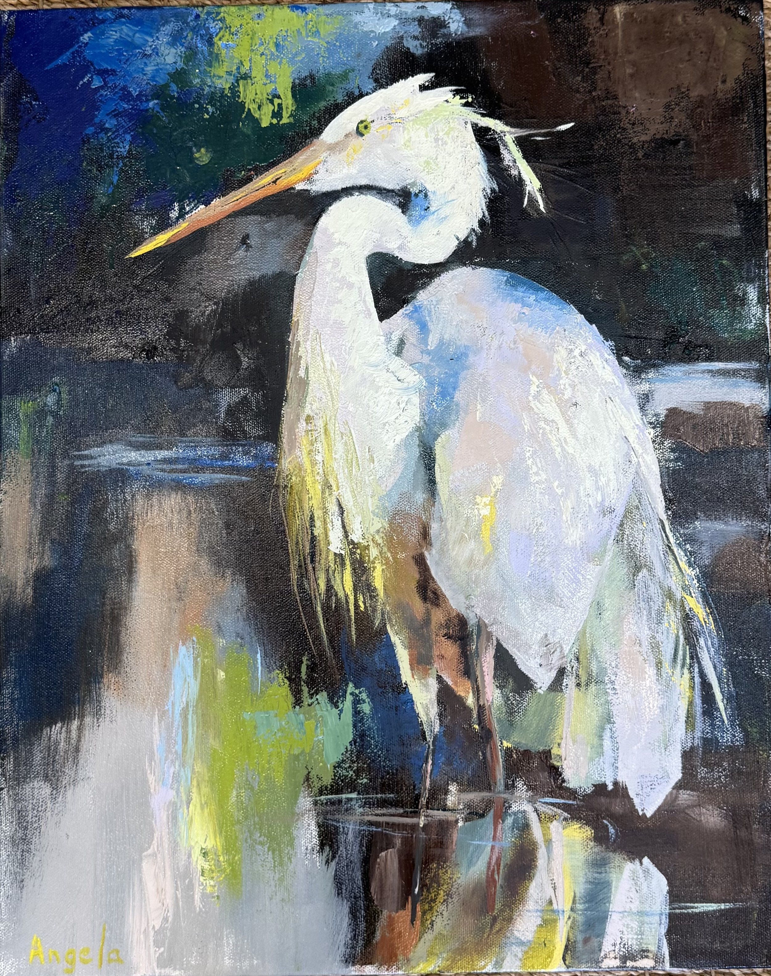 Sharon the Heron
Oil on Canvas
20x16 (Available, $500)