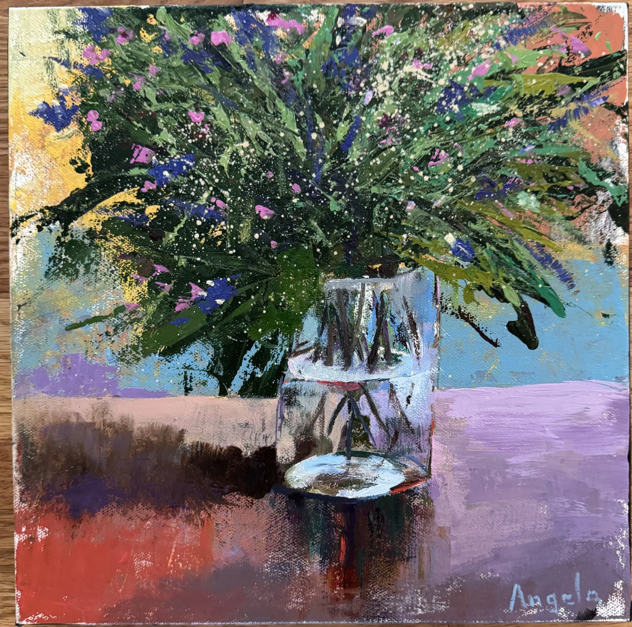 Speckled Flowers, 
Oil on Canvas
12x12
(Available, $300)
