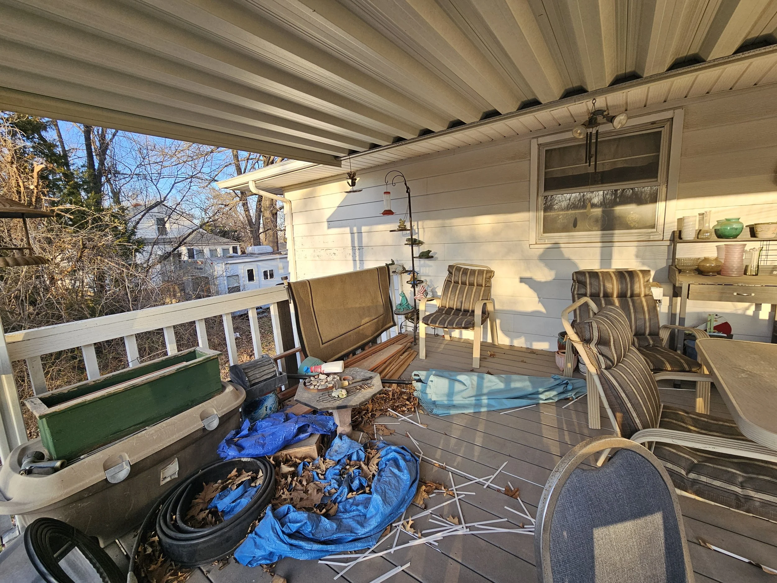 Dirty cluttered deck