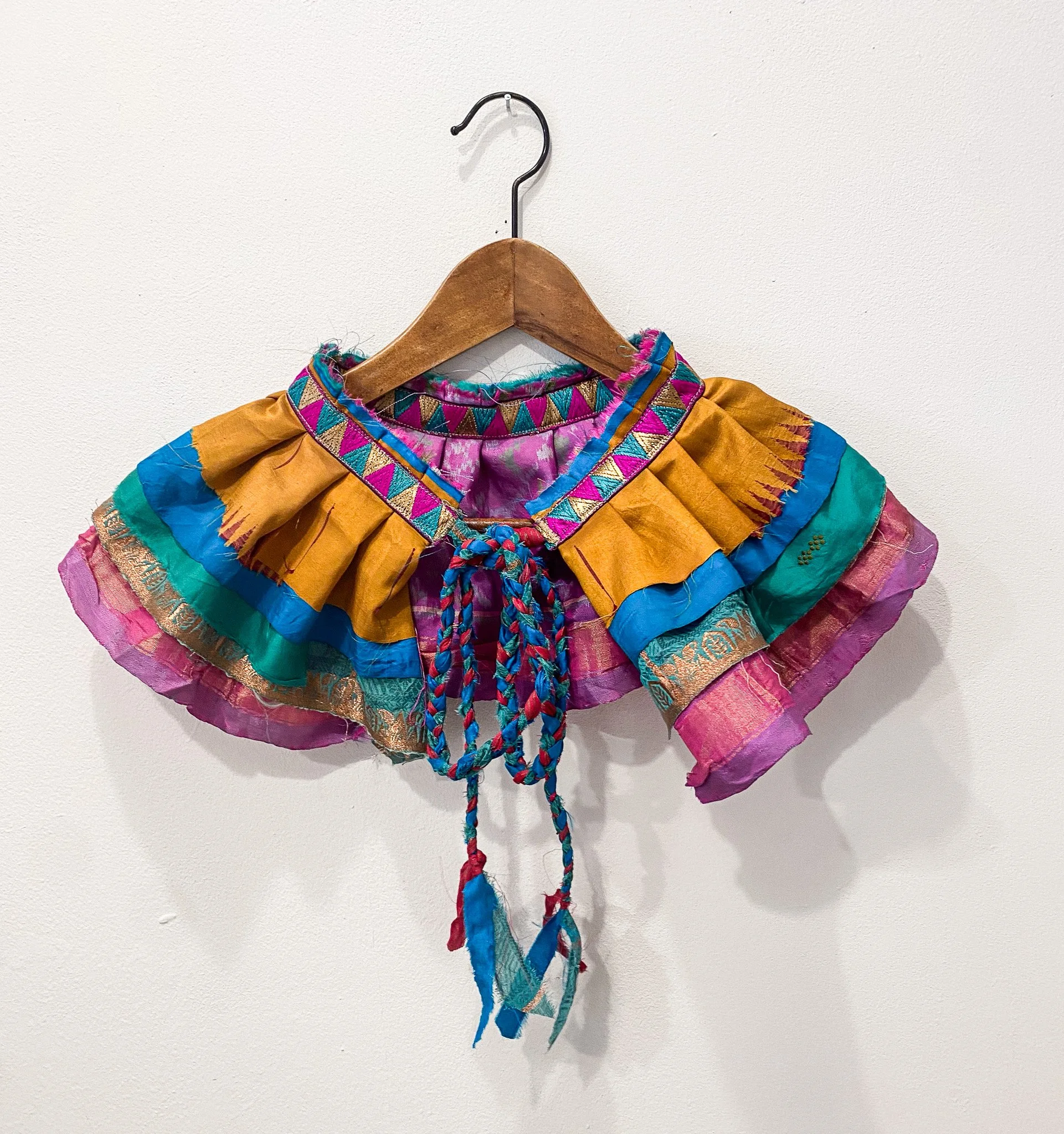 Rainbow Silk Sari Ruffle Collar
