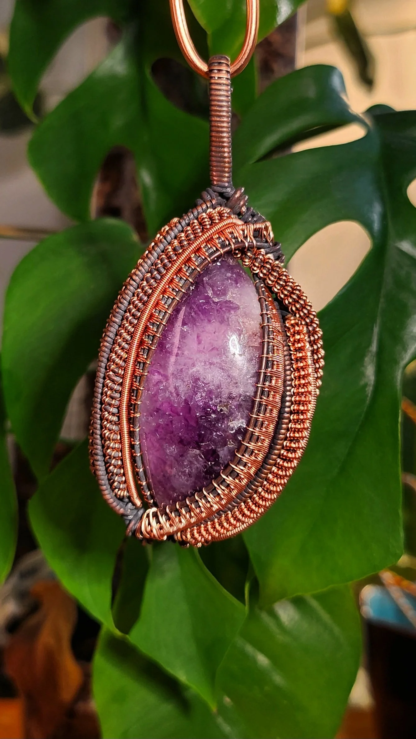 Amethyst Copper Wire Wrapped Pendant