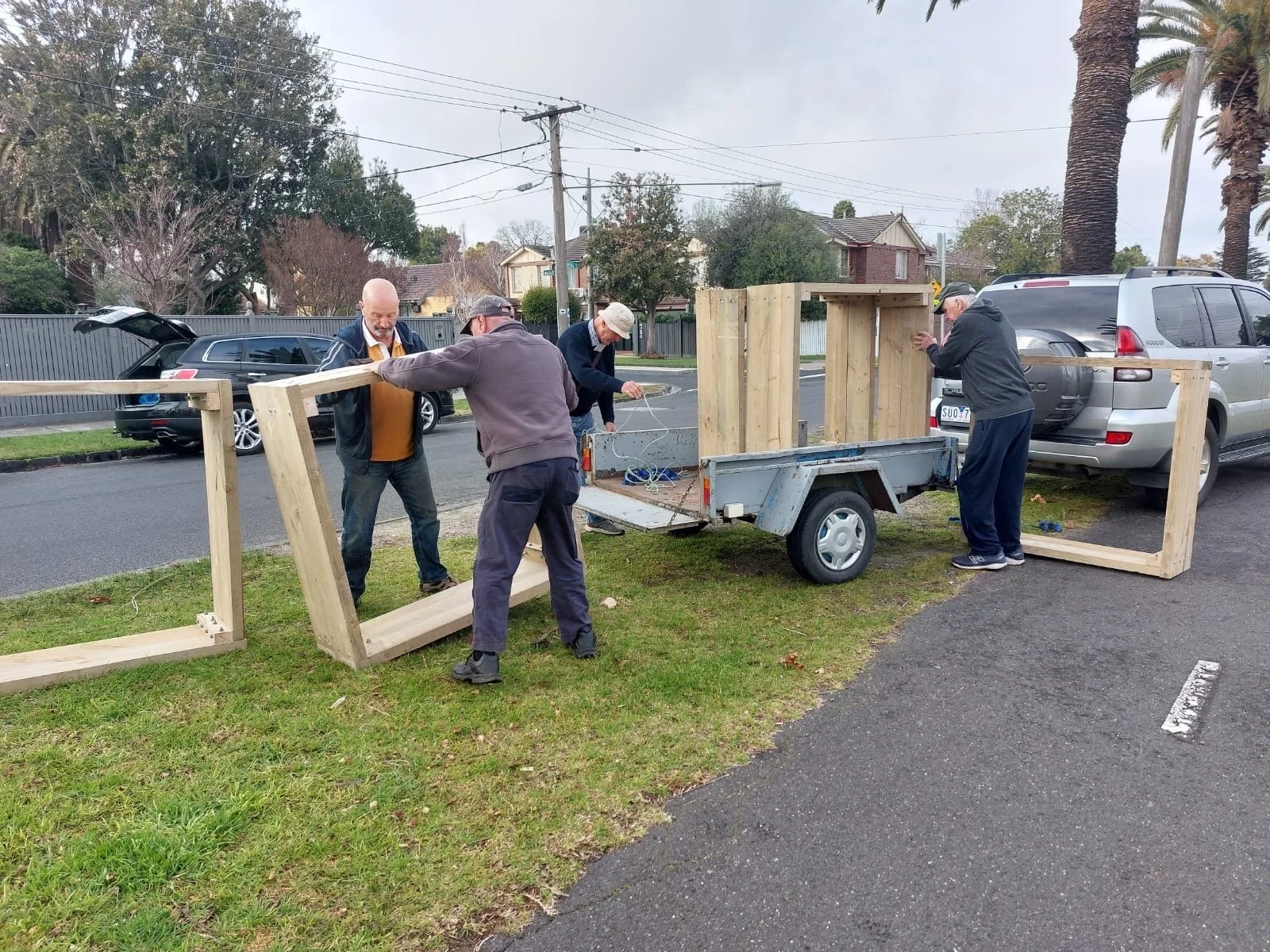 Mens Shed Delivering the Boxes for Install