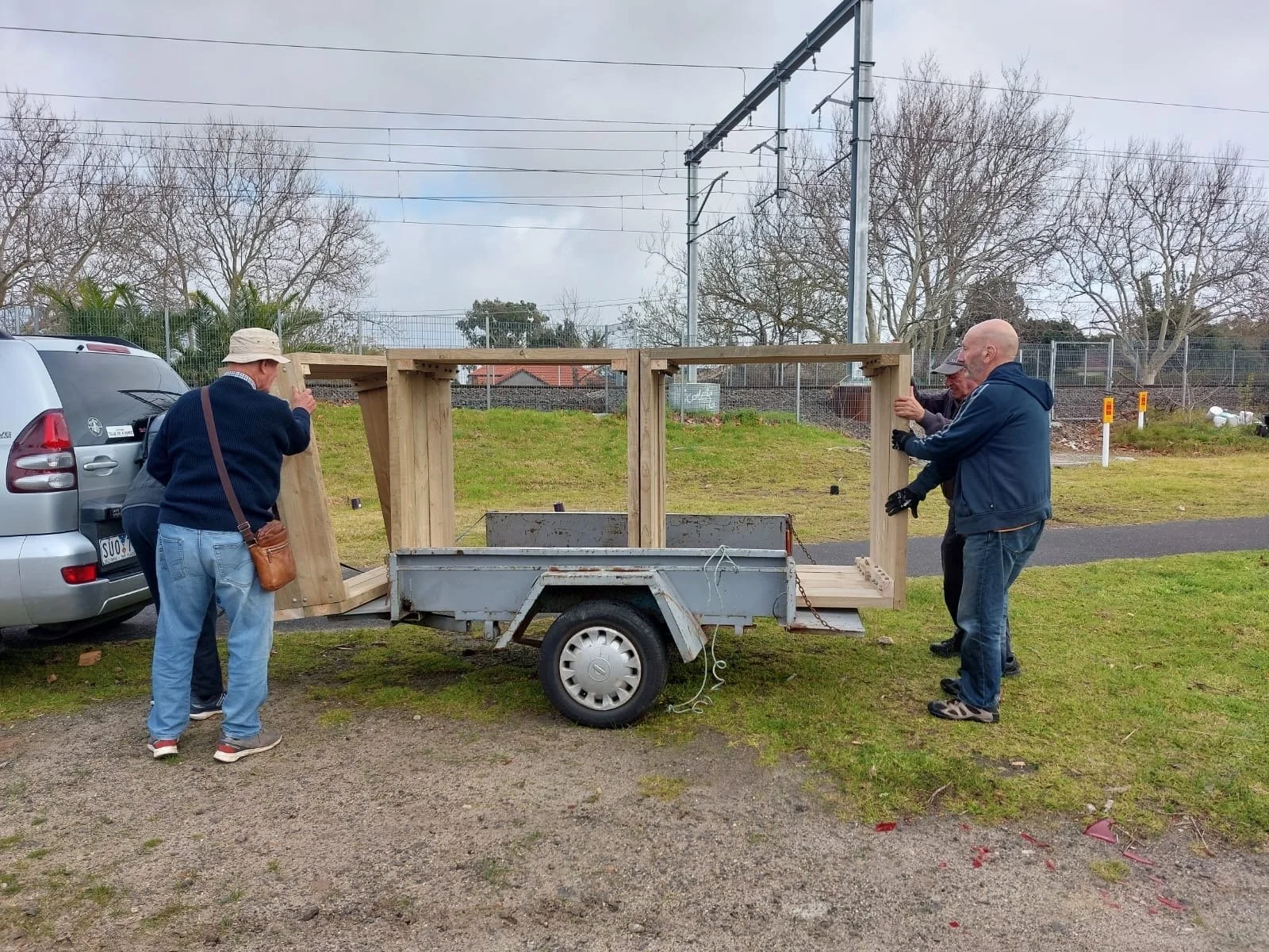 Mens Shed Delivering the Boxes for Install