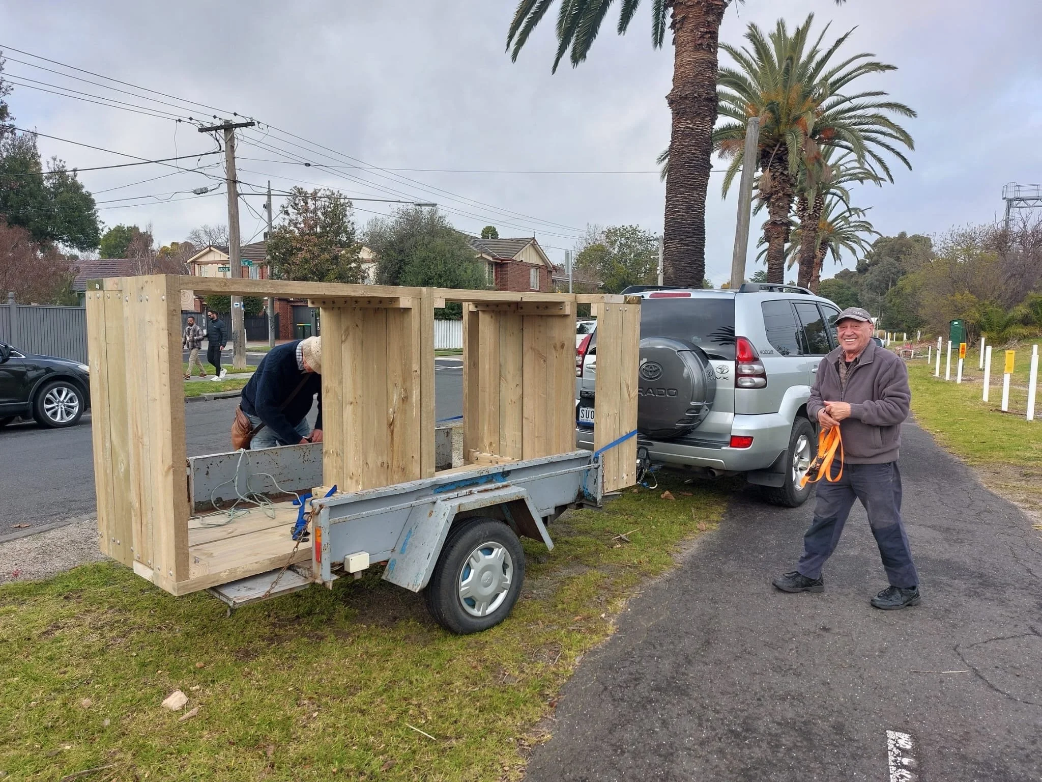 Mens Shed Delivering the Boxes for Install