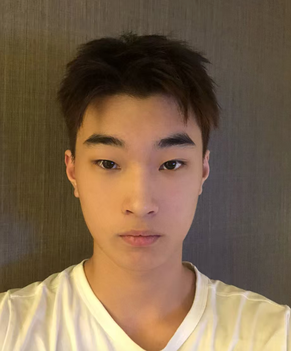 A young person with short, reddish-brown hair wearing a gray hoodie, looking directly at the camera with a neutral expression, against a plain white background.