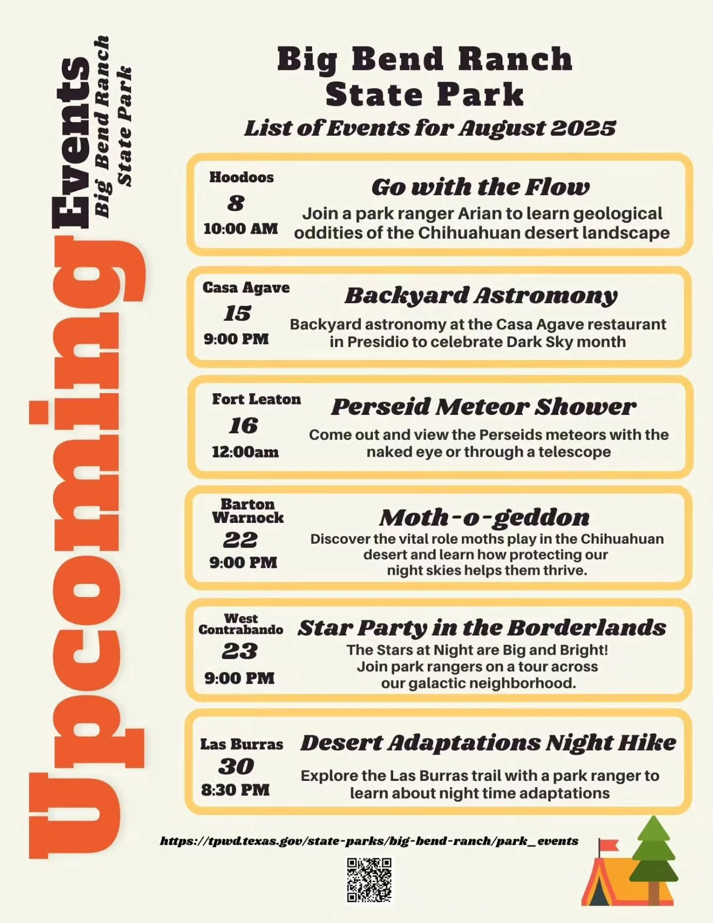 Starting this Friday, August 8th! Things to do in August with Big Bend Ranch State Park. Don't miss it! #BigBendRanchStatePark #DiscoverPresidio #SummerFun #DarkSkies