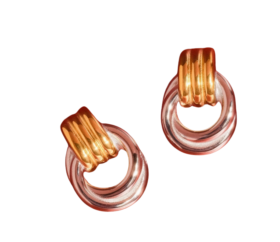 Gold and Silver Classic Hoop Earring