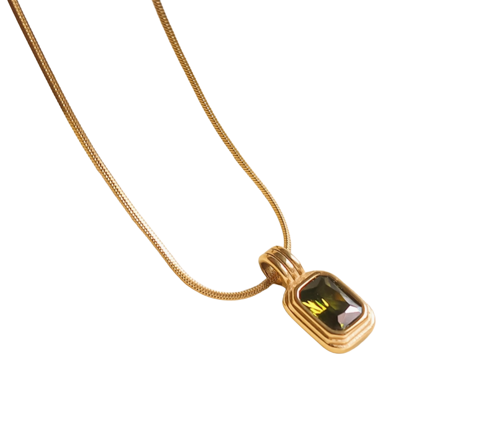 Green Square Stone Pendant