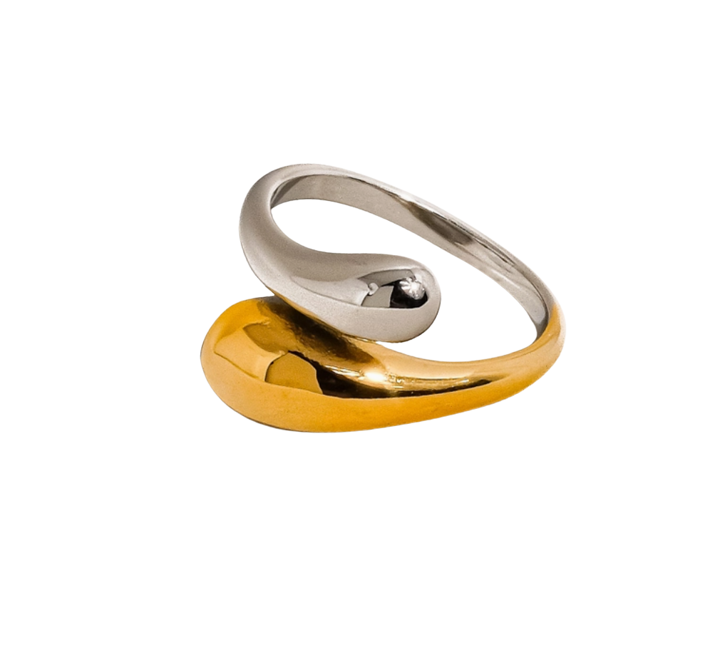 Gold and Silver Open Twist Ring