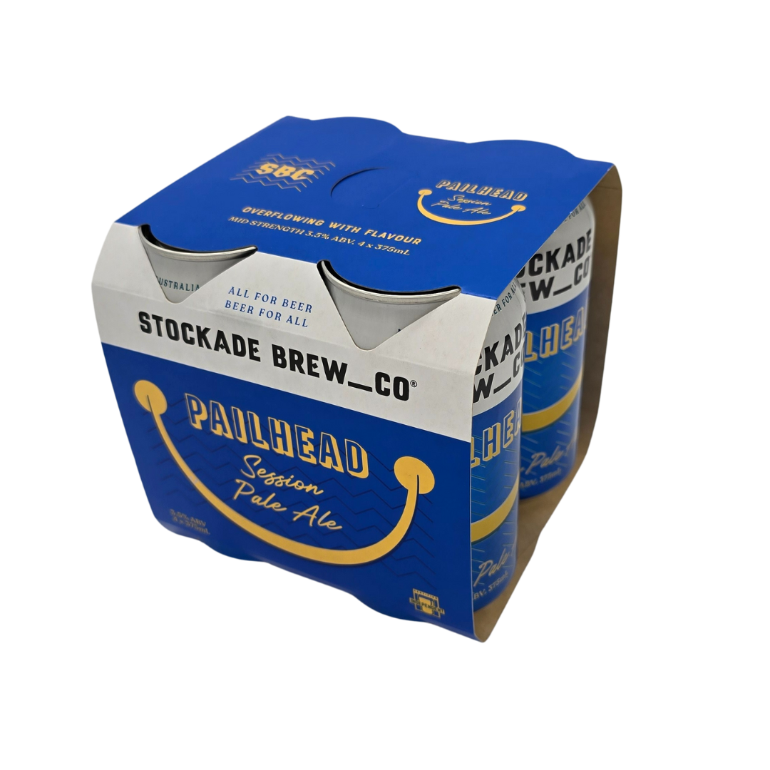 4 pack Pailhead Session Pale Ale craft beer from stockade brew co. Craft beer proudly brewed in Goulburn NSW.