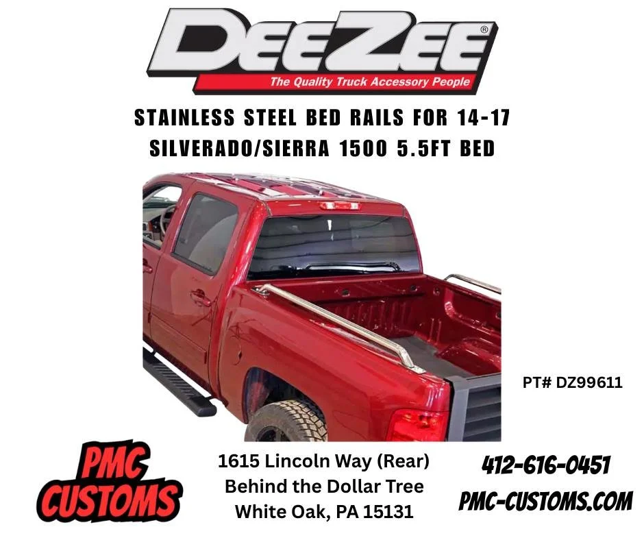 💪 Upgrade Your Silverado or Sierra Bed with Style + Strength!
Does your truck bed look a little plain? If so, it&rsquo;s time to dress it up with the Dee Zee Stainless Steel Bed Rails &ndash; the perfect combo of sleek looks and serious function.

?