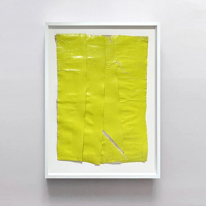 2023.01 (Green Cardboard), Found printed cardboard, 28 1/2 x 20 1/2 inches.