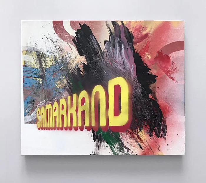 2020.05 (Samarkand), oil and enamel on canvas, 18 x 22 inches. 