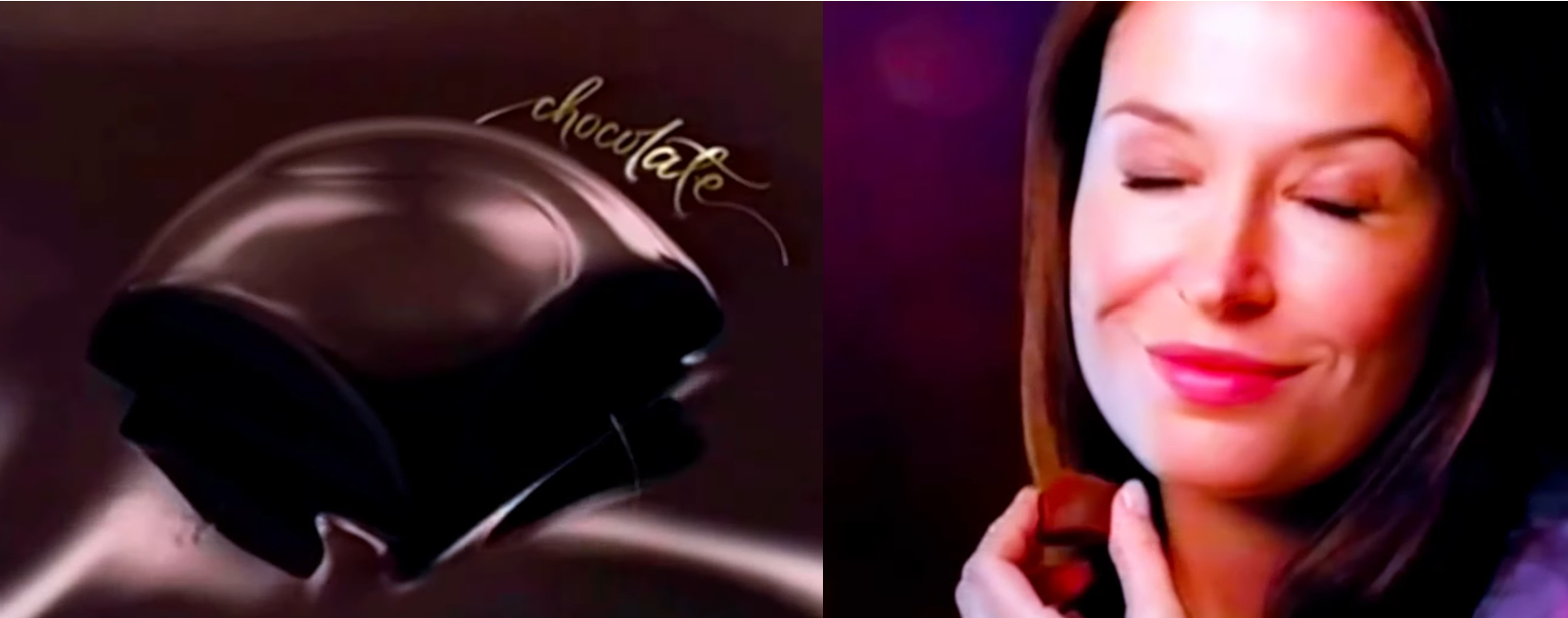 Two stills from the 2008 Hershey Bliss commercial