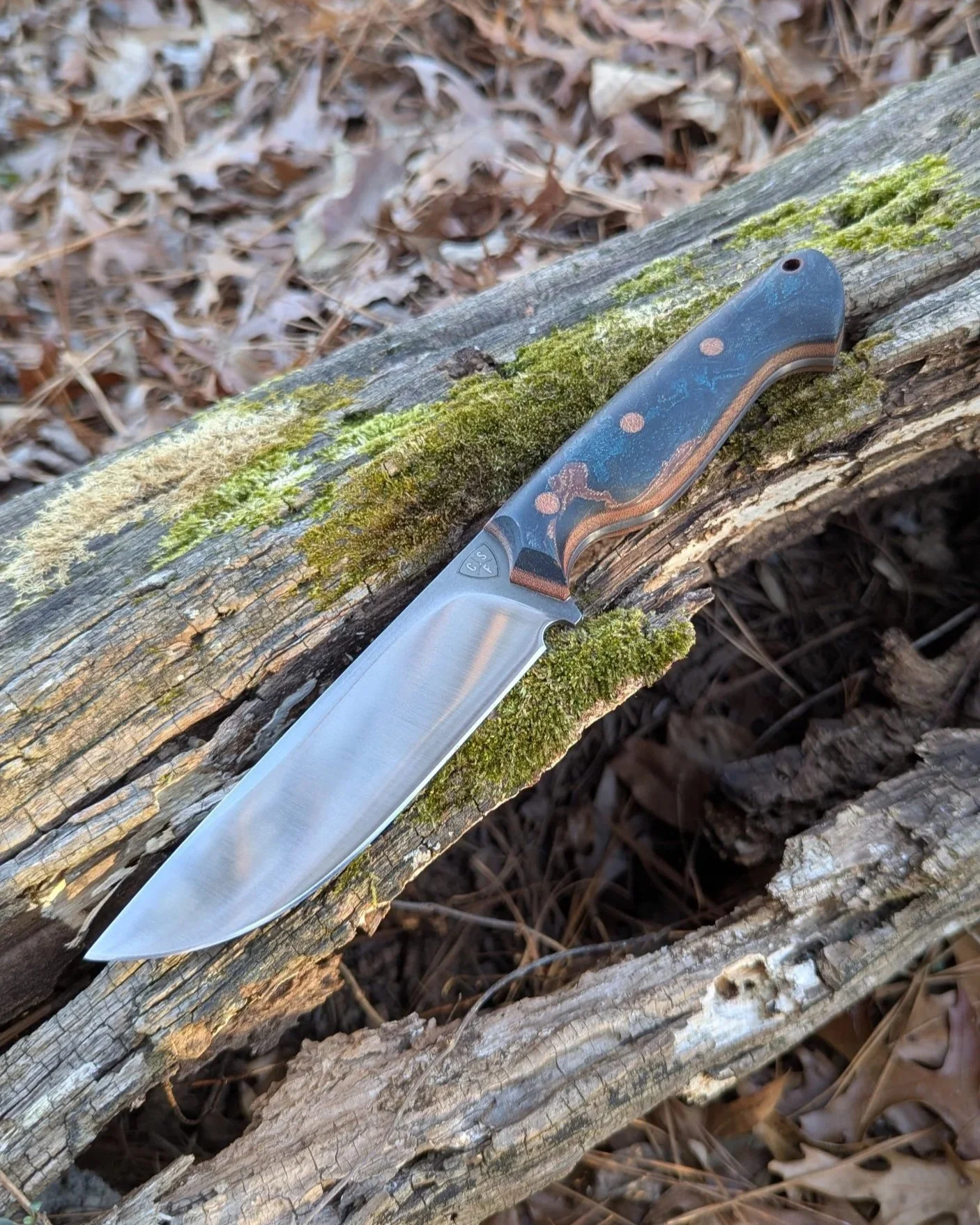 Goshawk - AEB-L, Burl Micarta Scales & Leather Sheath