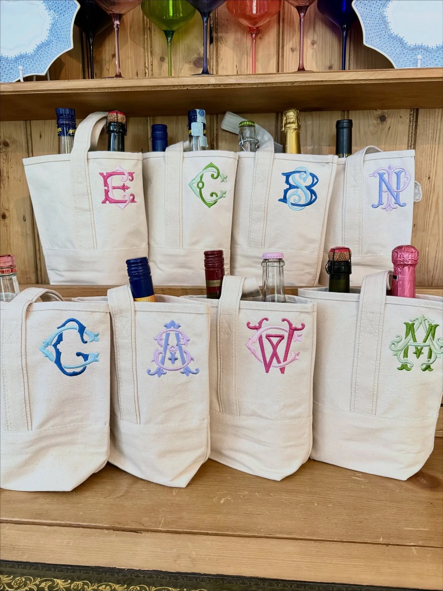 our best seller for a reason!!! these wine totes make the perfect gift for just about anything