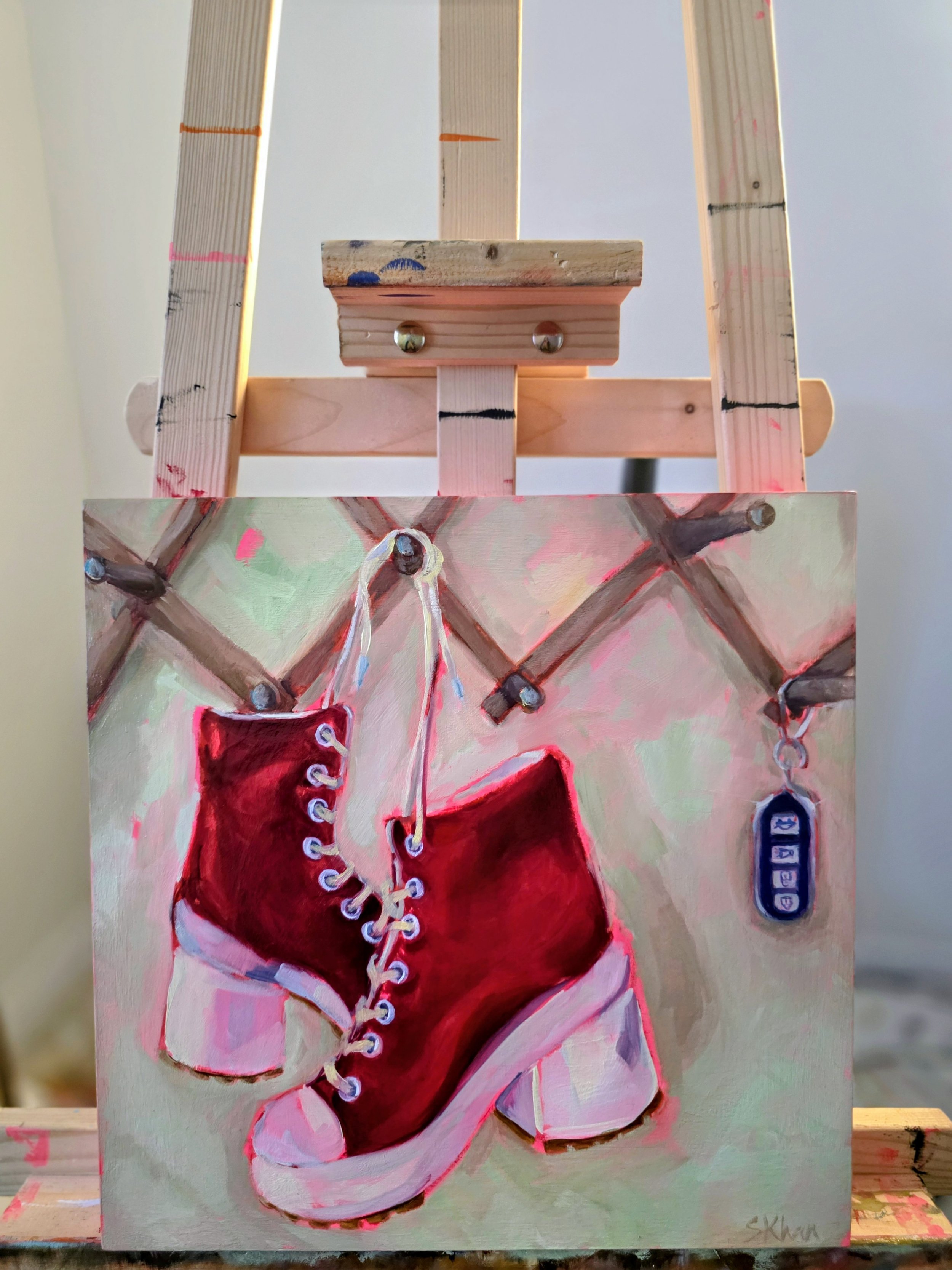 Between Glamour & Chauffeuring - Oil on Wood Panel 12x12