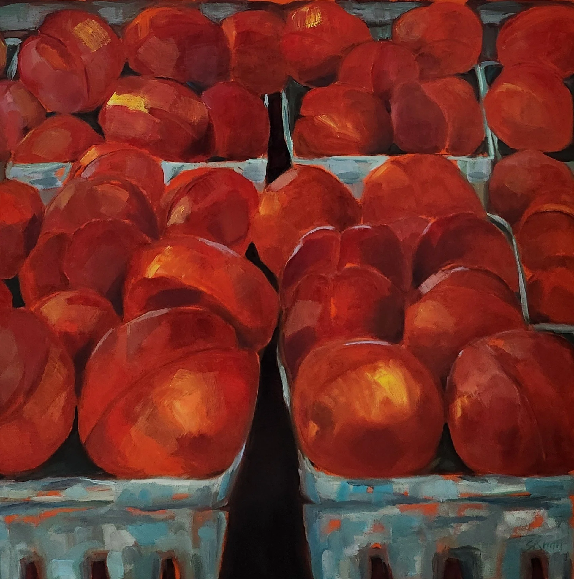 Love Me Peachy Oil on Panel 18inx18in