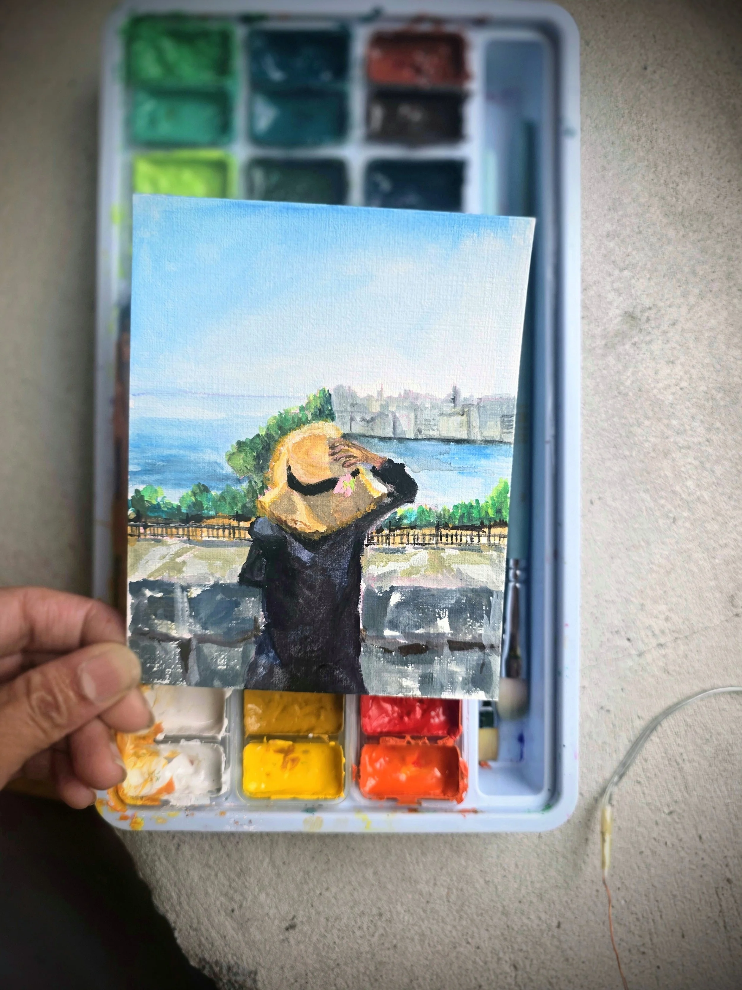 She's a traveler - Gouache Painting