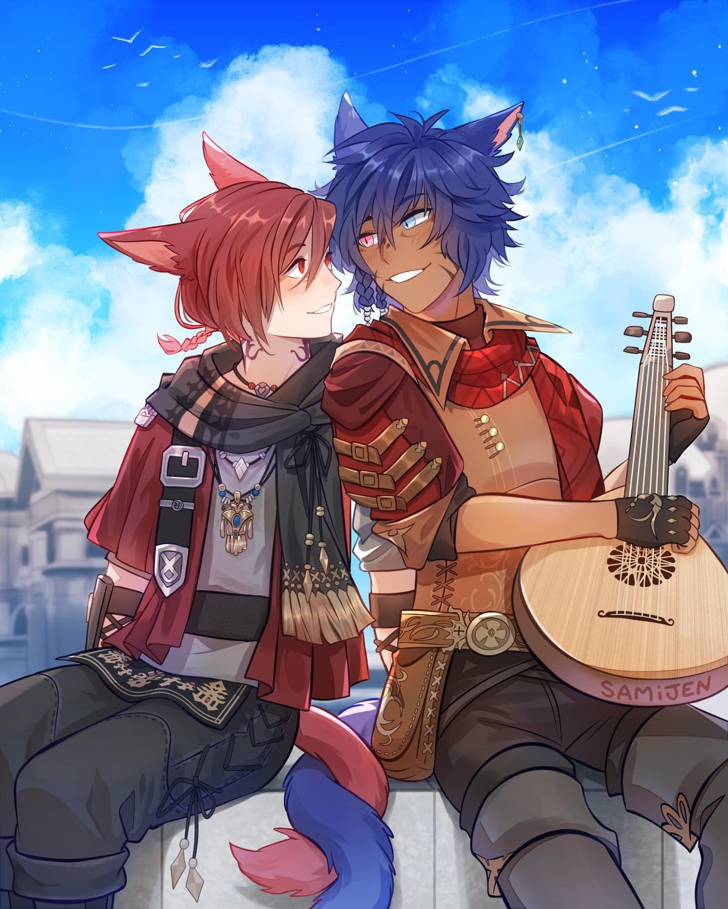 Commission for @/everfinite 🎶

Art made by me using #clipstudiopaint 

#ffxiv #wolgraha #grahatia