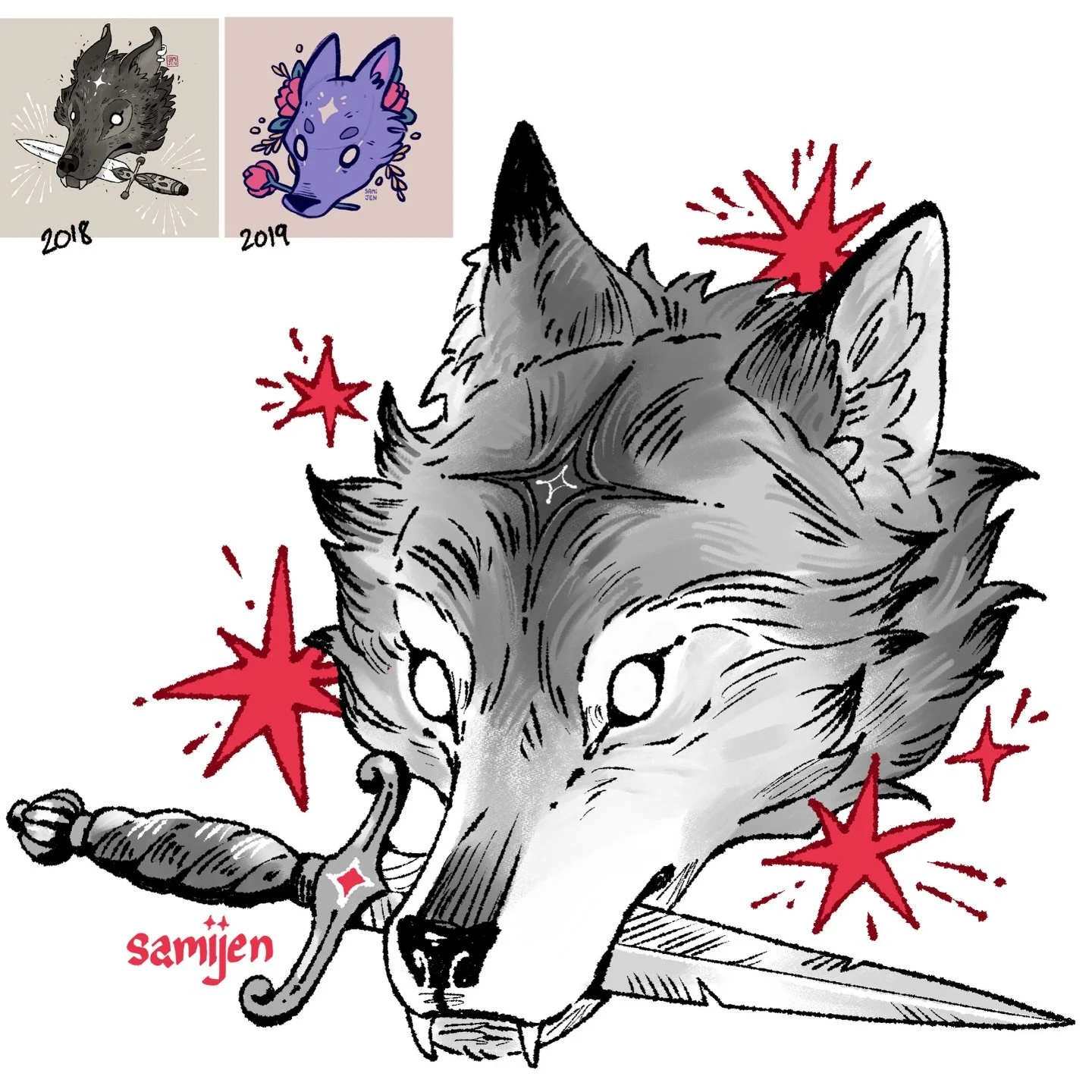 years pass, but I still draw &ldquo;floating wolf head with thing in its mouth&rdquo;