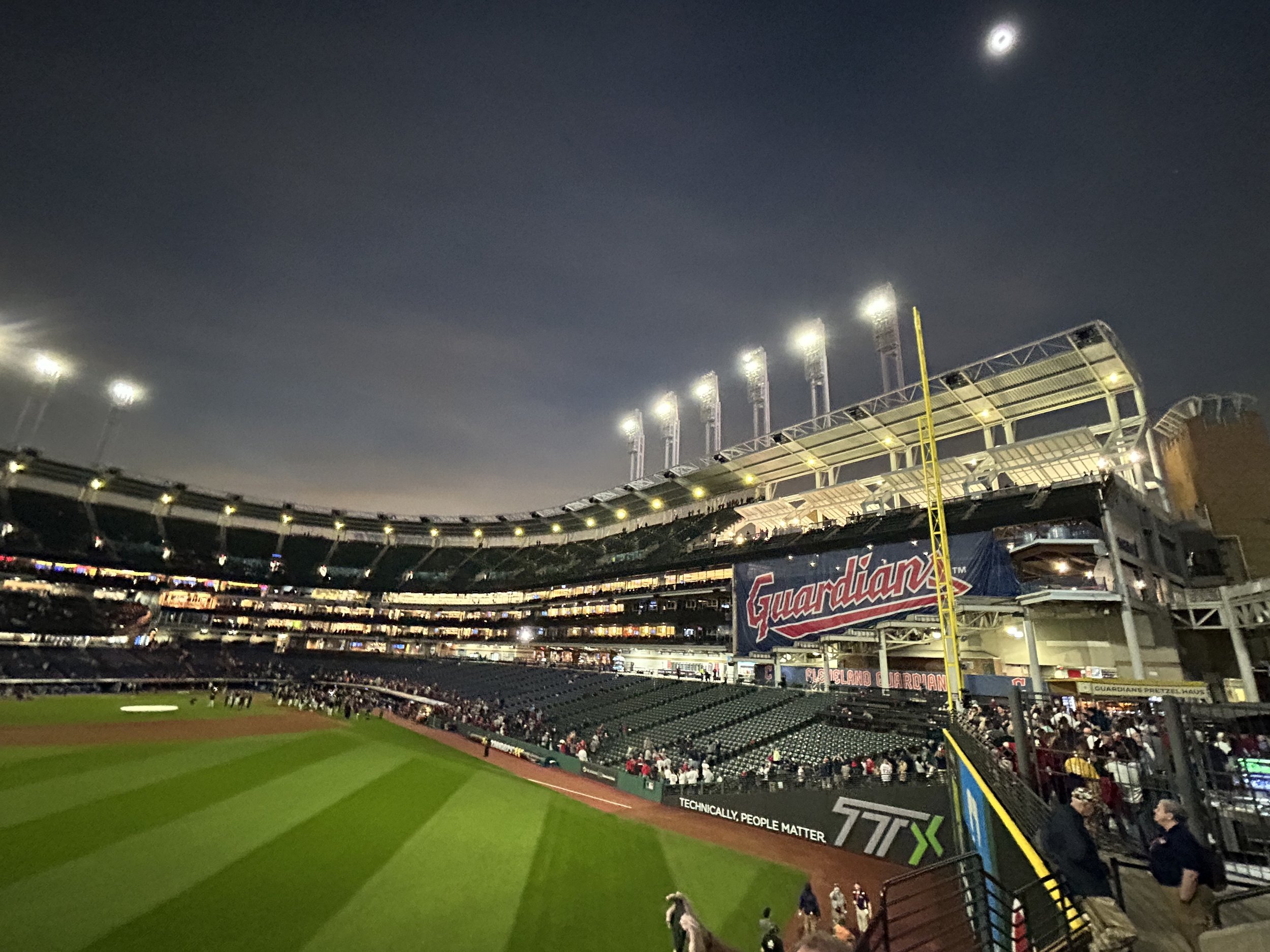 Total solar eclipse as viewed from Progressive Field in Cleveland.