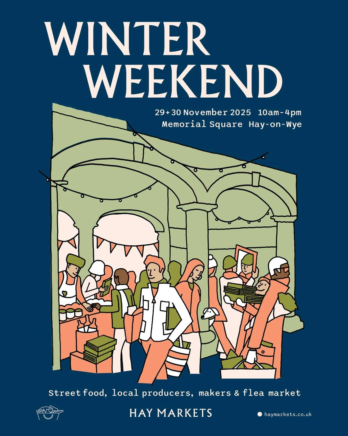 ❄️Launch the festive season in Hay with our Winter Weekend Market! With 📚 @hayfestival&rsquo;s Winter Weekend of talks, music and performance up at @haycastletrust and around town, it&rsquo;s the most magical time to come to Hay-on-Wye.

Artwork by 
