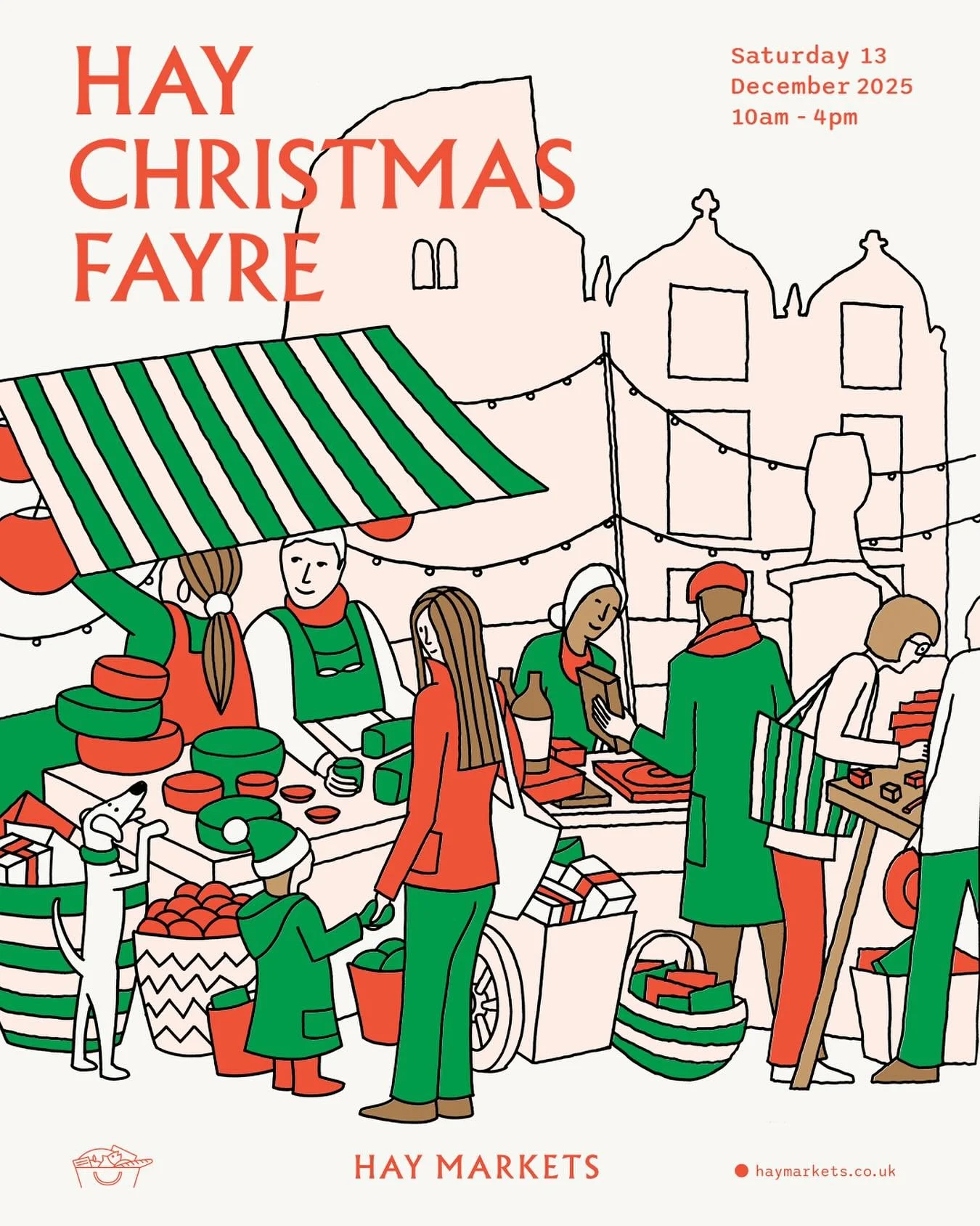 🎄Diary the date for all of your festive needs! Join us for the Hay Christmas Fayre in the streets and halls of Hay and @haycastletrust, Saturday 13 December. 
🎄🎄🎄
Artwork by @jobybarnard 
#shoplocalthischristmas #shopsmallthischristmas #market