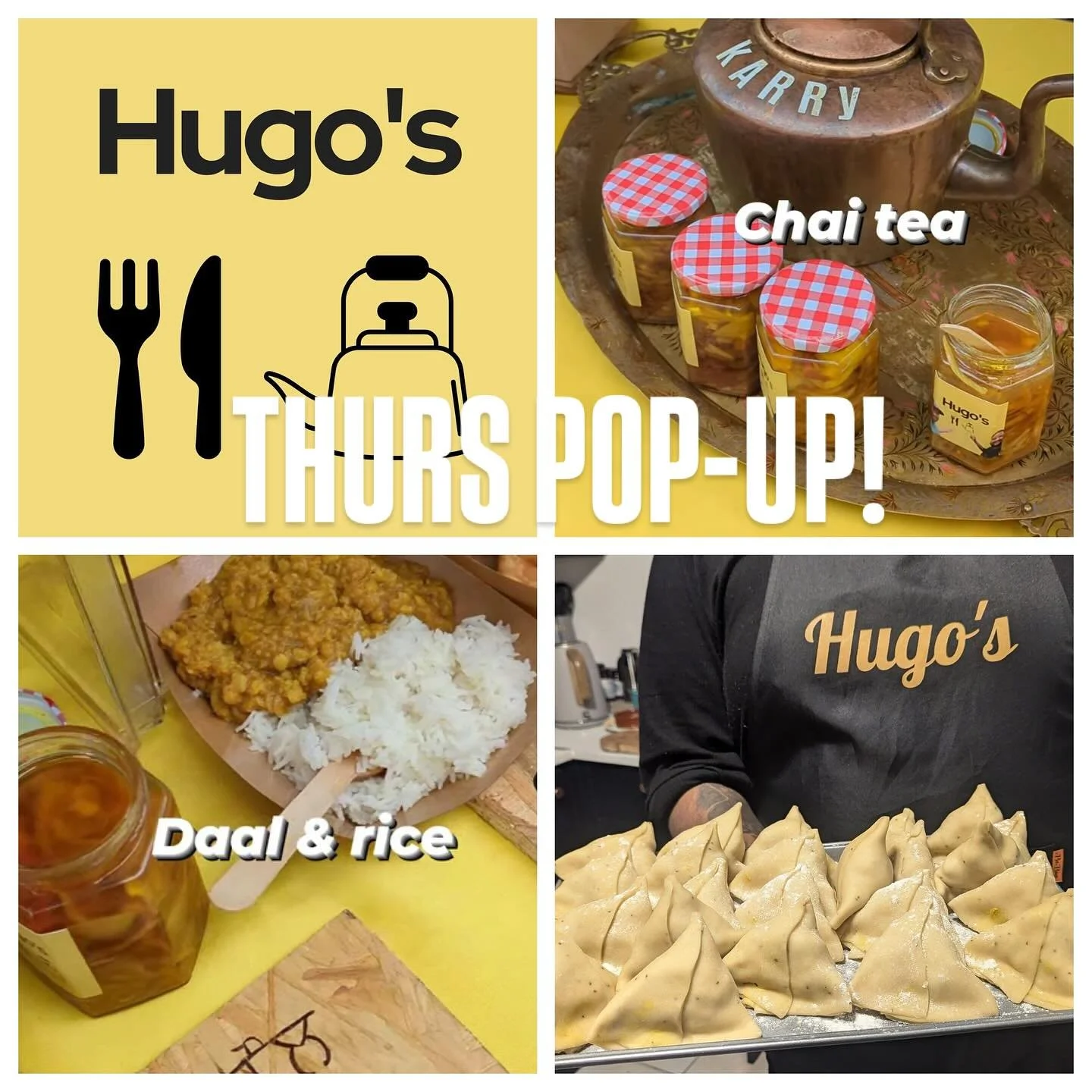 @a.van.called.hugo vegan #samosa and #paratha pop-up by the Clock Tower this Thursday! Make sure to come try 💛

#chaitea #streetfood #indianstreetfoods #hayonwye #thursdaymarketday #thursdayvibes #thursdayfood #samosas #bringingindiacloser #veganfoo