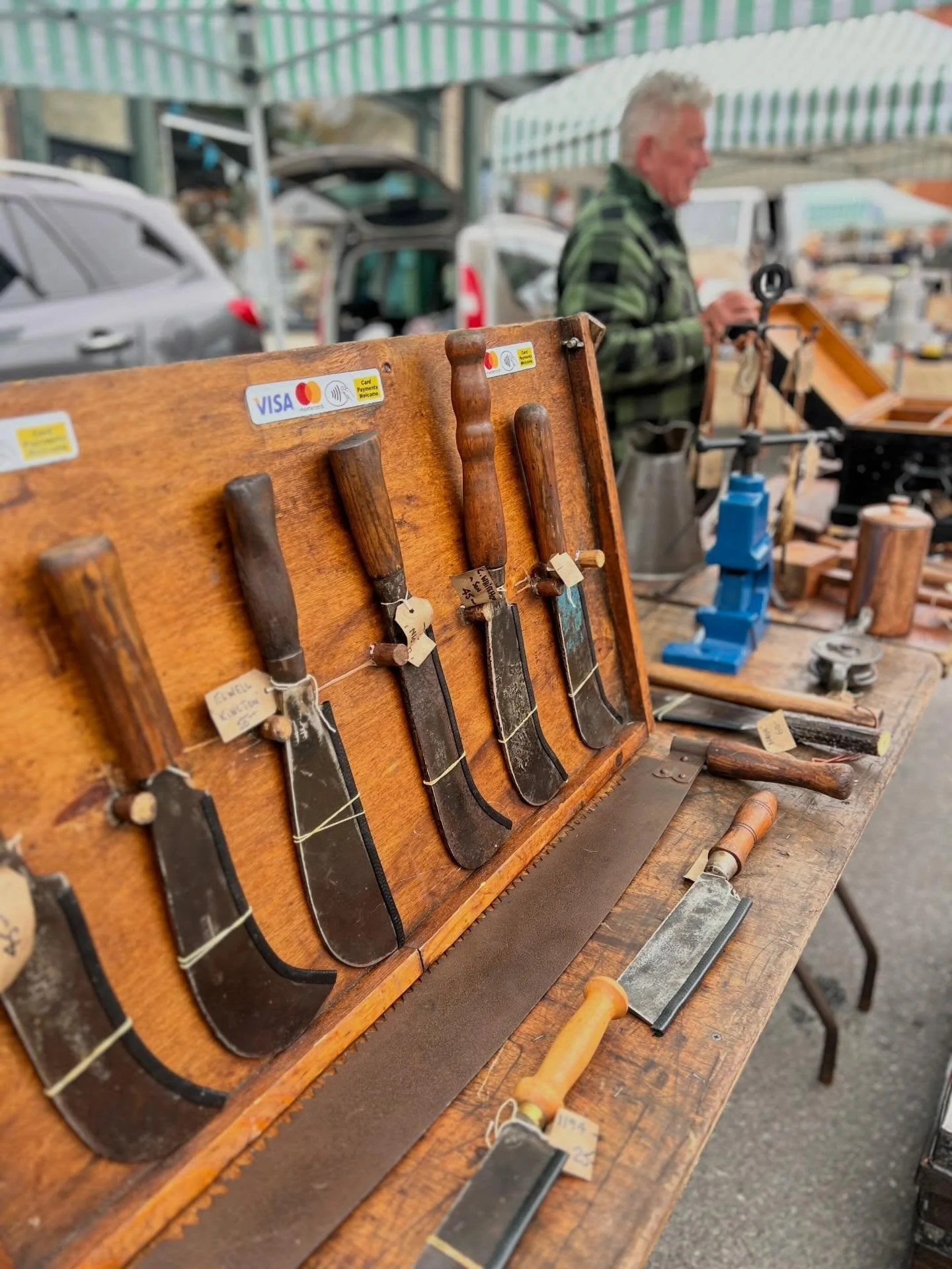 So lovely to have Tony/ @teejay_toolman back on the market this week. Catch Tony and his reconditioned tools every Thursday down by the Clock Tower. 

#toolman #hayonwye #vintagetools #thursdaymarket