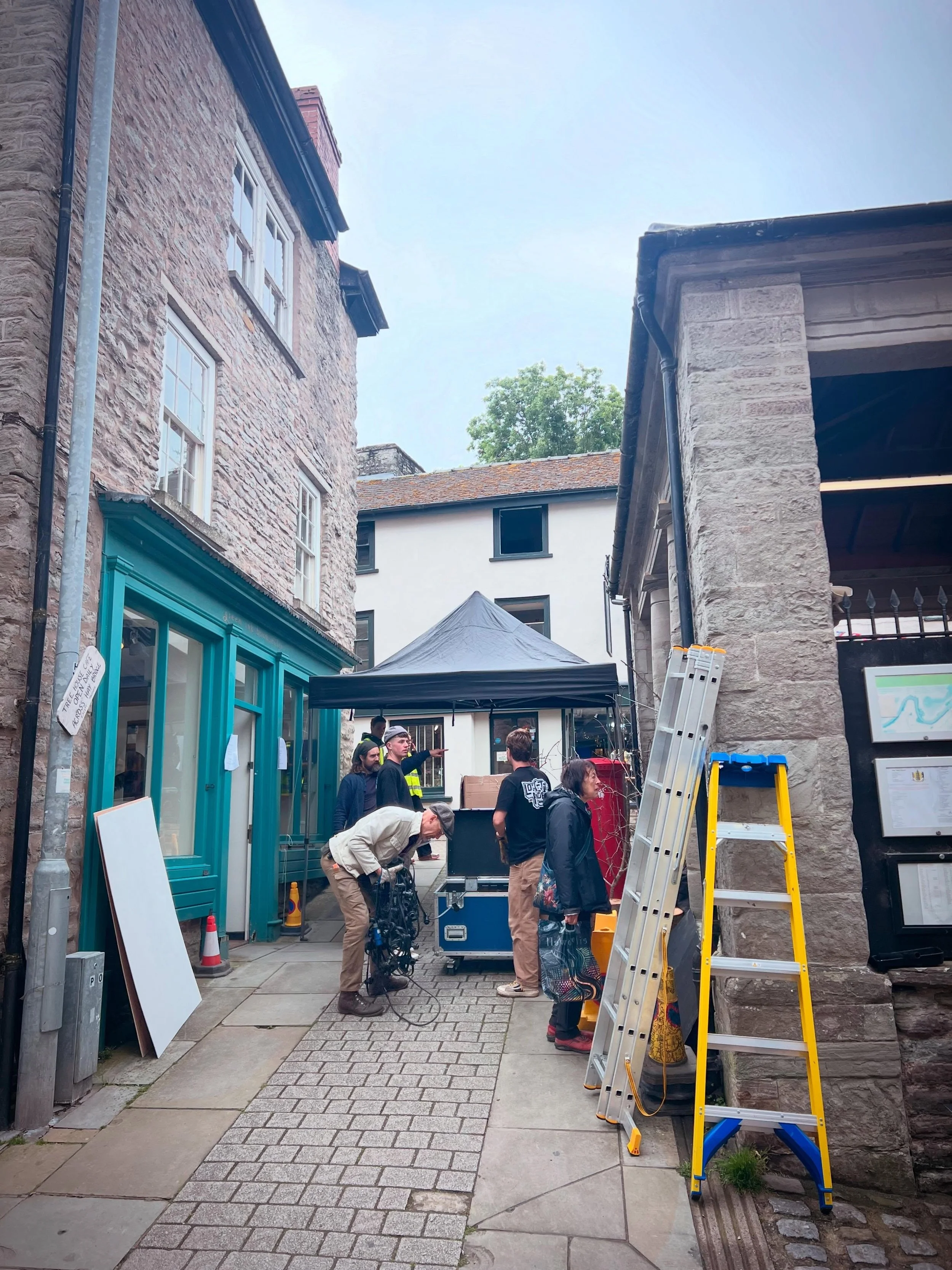 🎬Well this is exciting&hellip; Prepping @greeninkbooksellers for a film shoot, for a chocolate boxy Christmas romance movie for the US. From Monday the Buttermarket will be transformed by Lightbulb Bob into a festive market complete with fake snow..