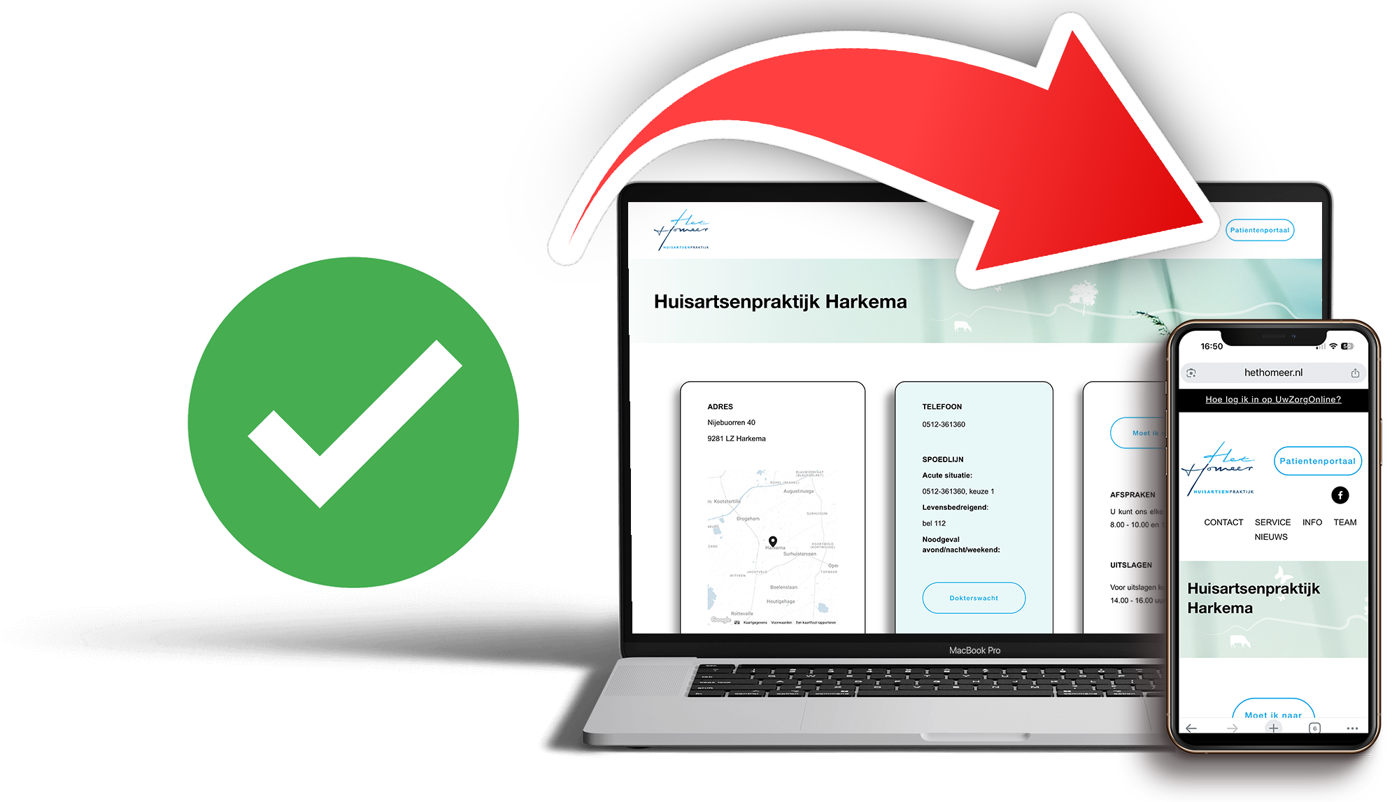 Log in met de knop ‘Patiëntenportaal’ en uw DigiD. Dat kan op pc, tablet en telefoon.