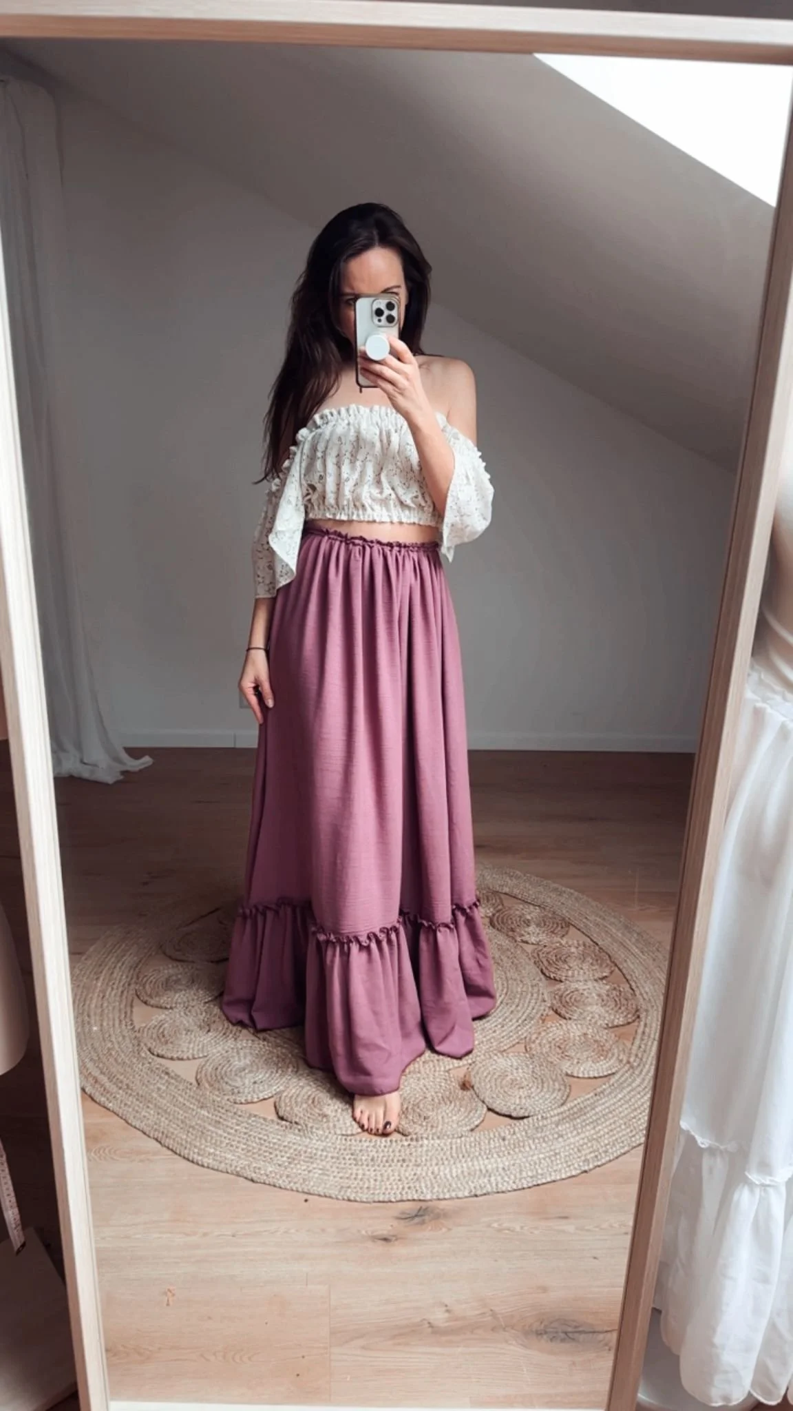 Rock „Alina“ crinkle Leinen mit Rüschen