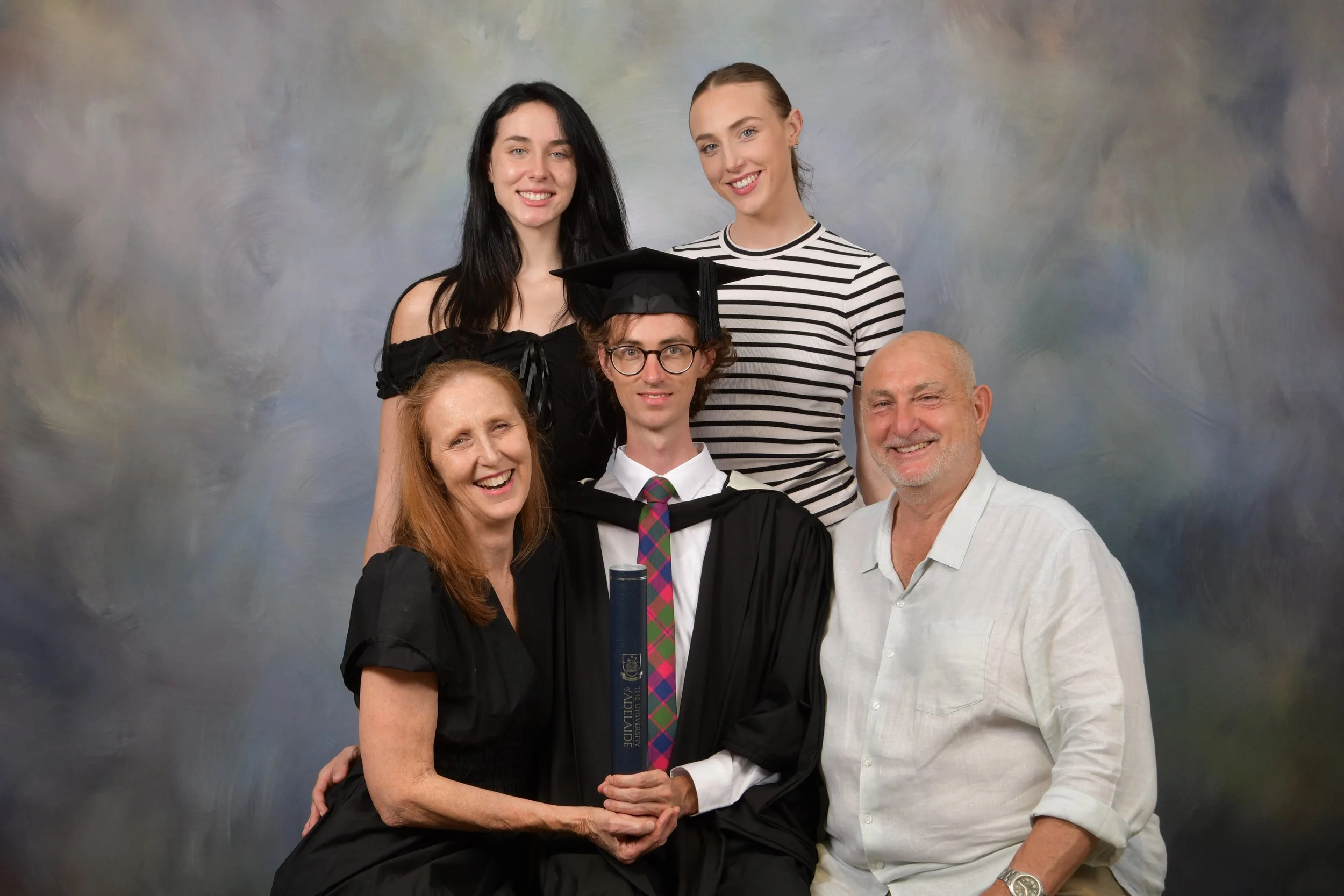 University of Adelaide Graduation Ceremony: pictured with parents, Stacey & Garry, and sisters, Myah & Havana (2026)