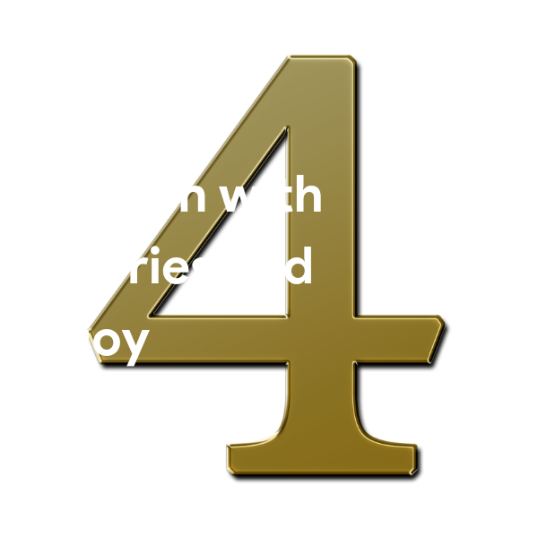 Gold number four with text 'Garnish with cherries and enjoy.'